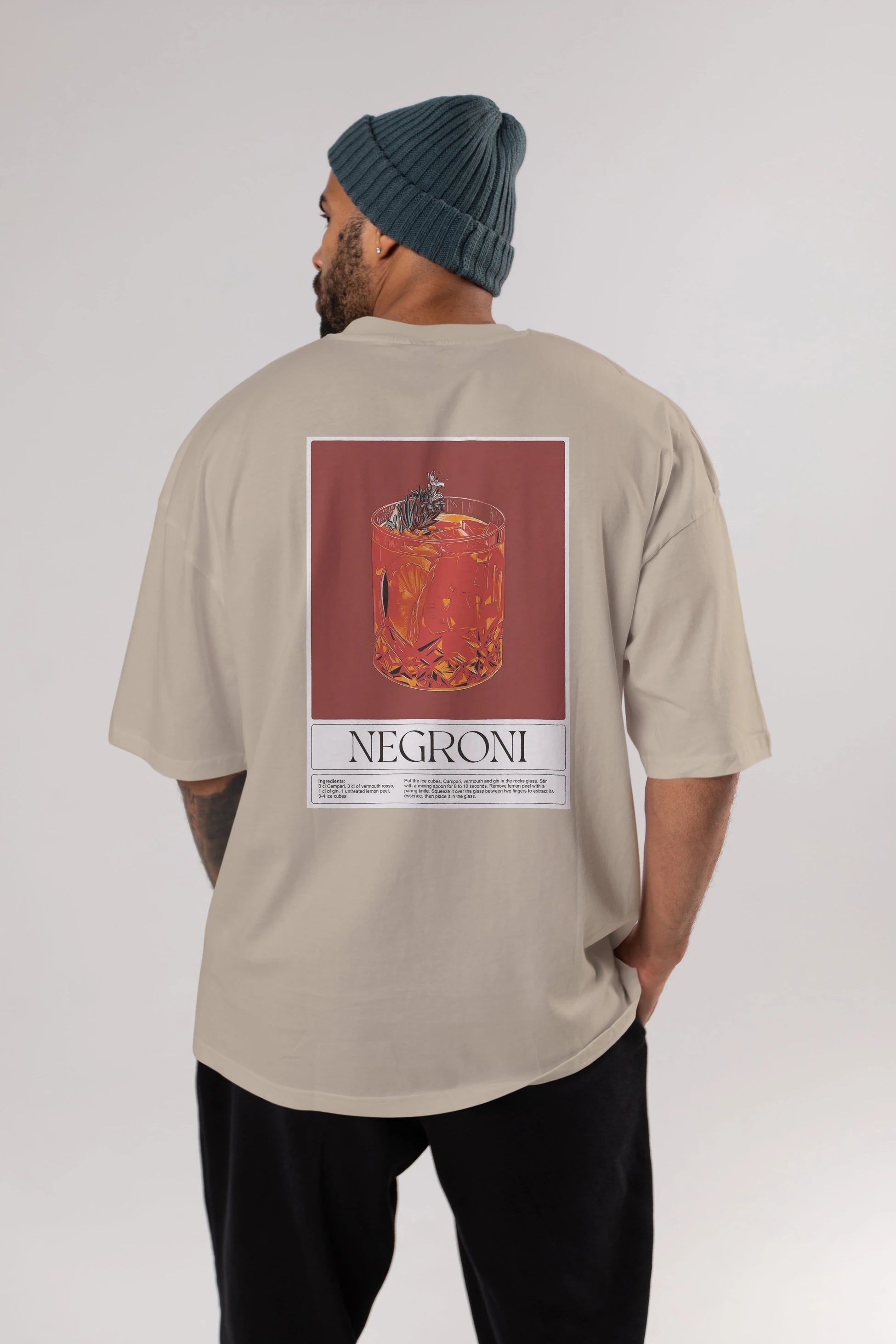 Negroni 2 Arka Baskılı Oversize t-shirt Erkek Kadın Unisex %100 Pamuk Bisiklet Yaka tişort