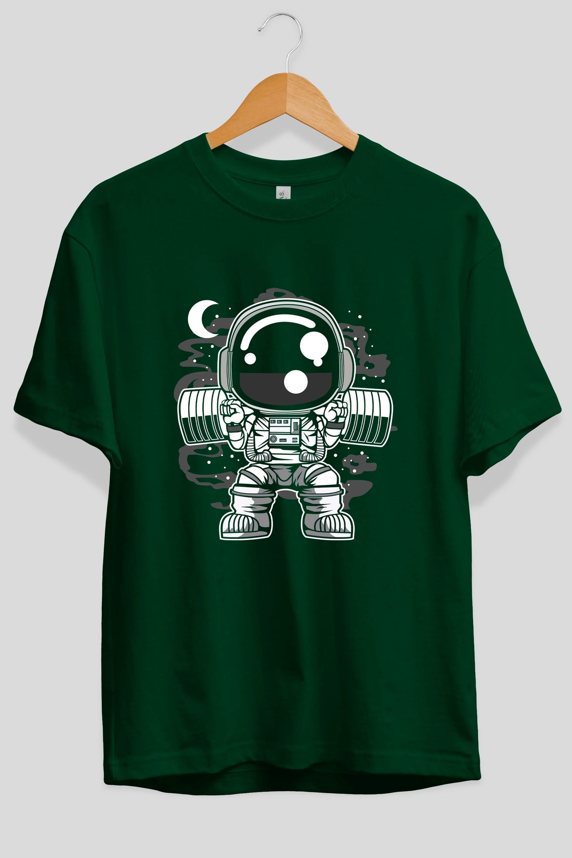 Astronaut Barbell Body Builder Ön Baskılı Oversize t-shirt Erkek Kadın Unisex