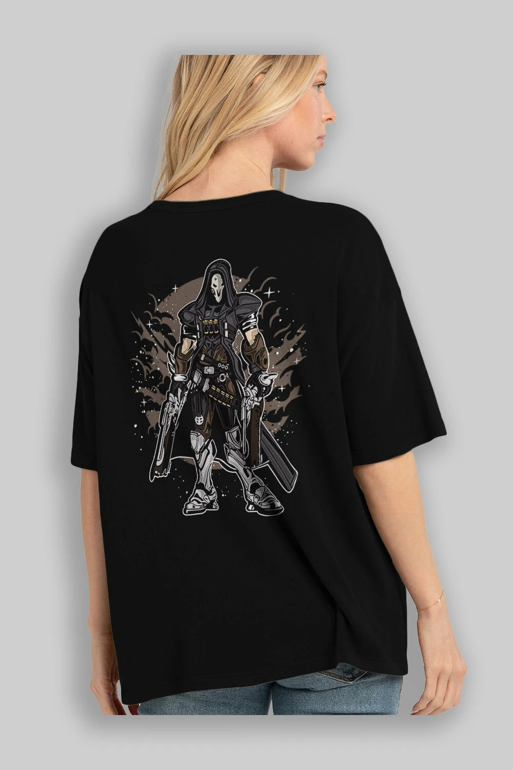 REAPER Arka Baskılı Oversize t-shirt Erkek Kadın Unisex %100 Pamuk