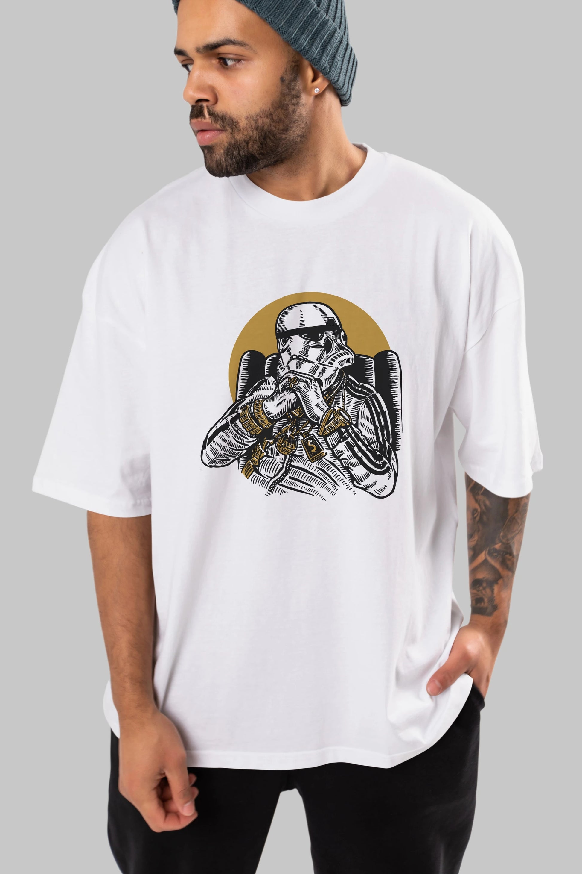 Trooper Dee Jay Ön Baskılı Oversize t-shirt Erkek Kadın Unisex %100 Pamuk tişort