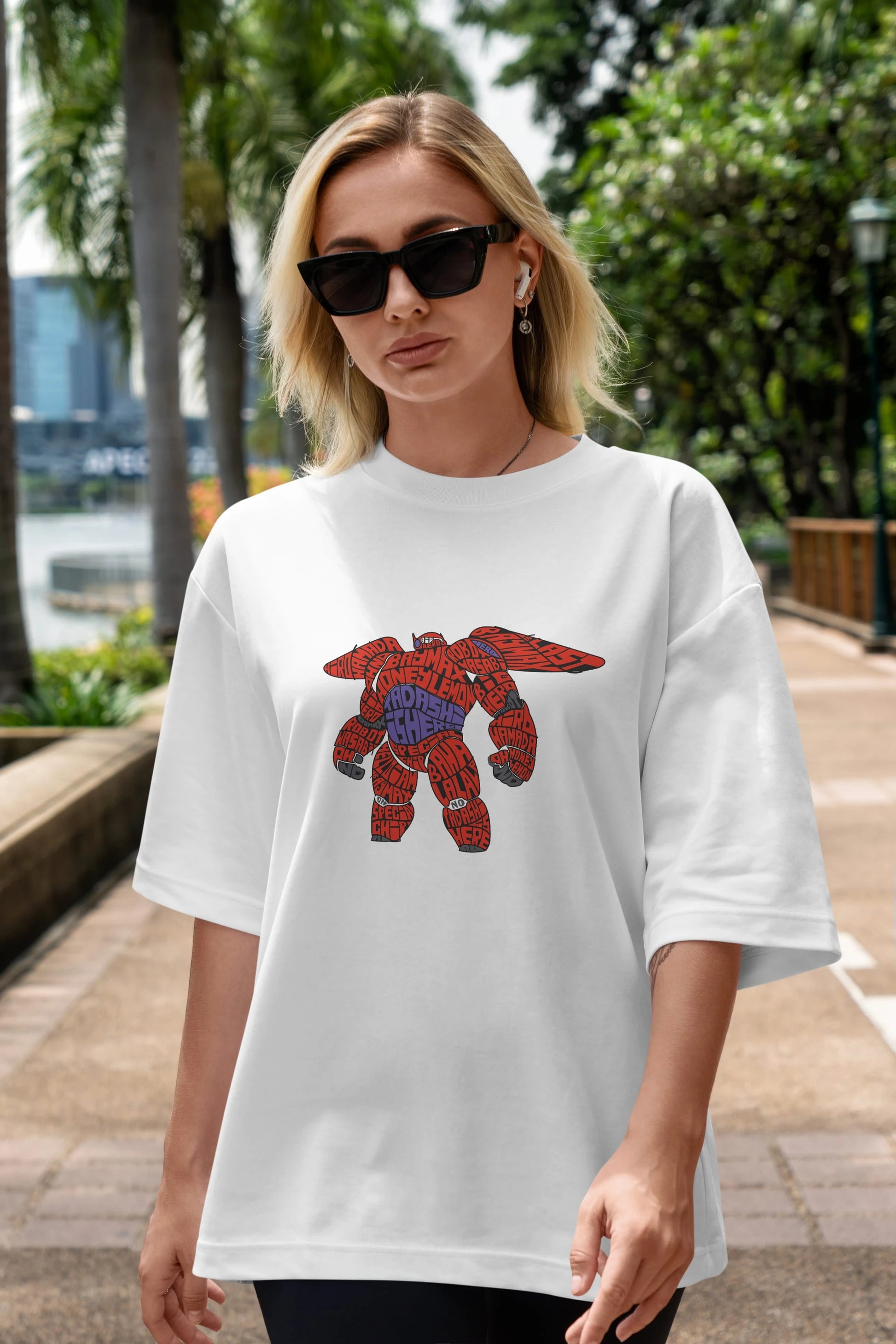 Baymax Ön Baskılı Oversize t-shirt %100 pamuk Erkek Kadın Unisex