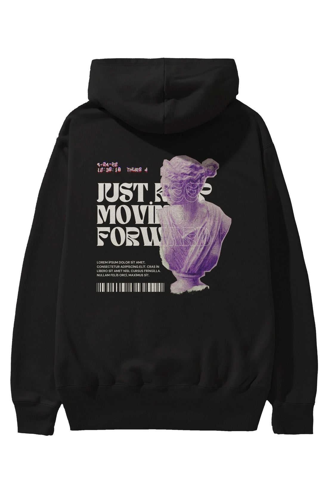Just Keep Moving Forward Yazılı Arka Baskılı Oversize Hoodie Kapüşonlu Sweatshirt Erkek Kadın Unisex
