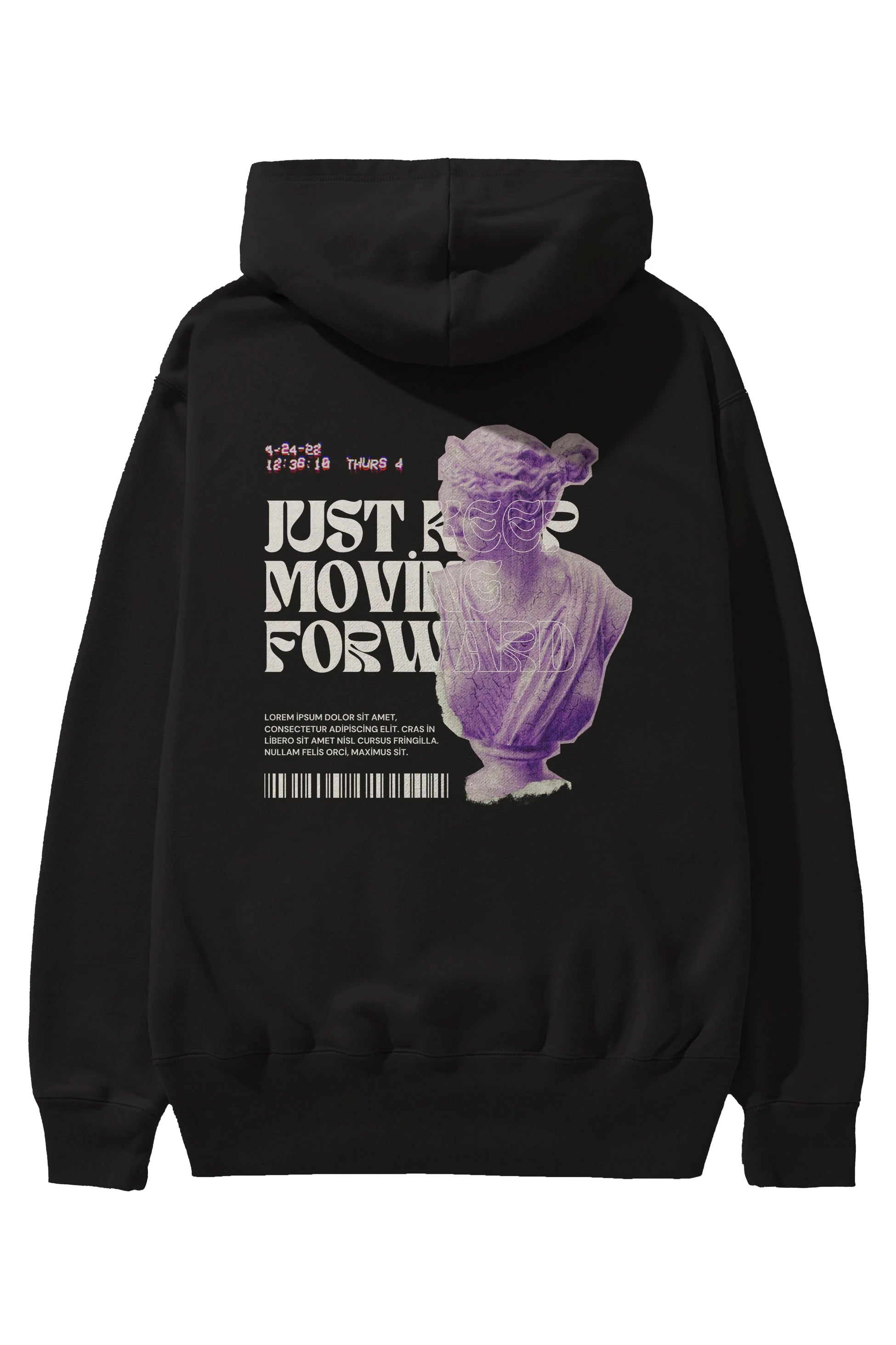Just Keep Moving Forward Yazılı Arka Baskılı Oversize Hoodie Kapüşonlu Sweatshirt Erkek Kadın Unisex
