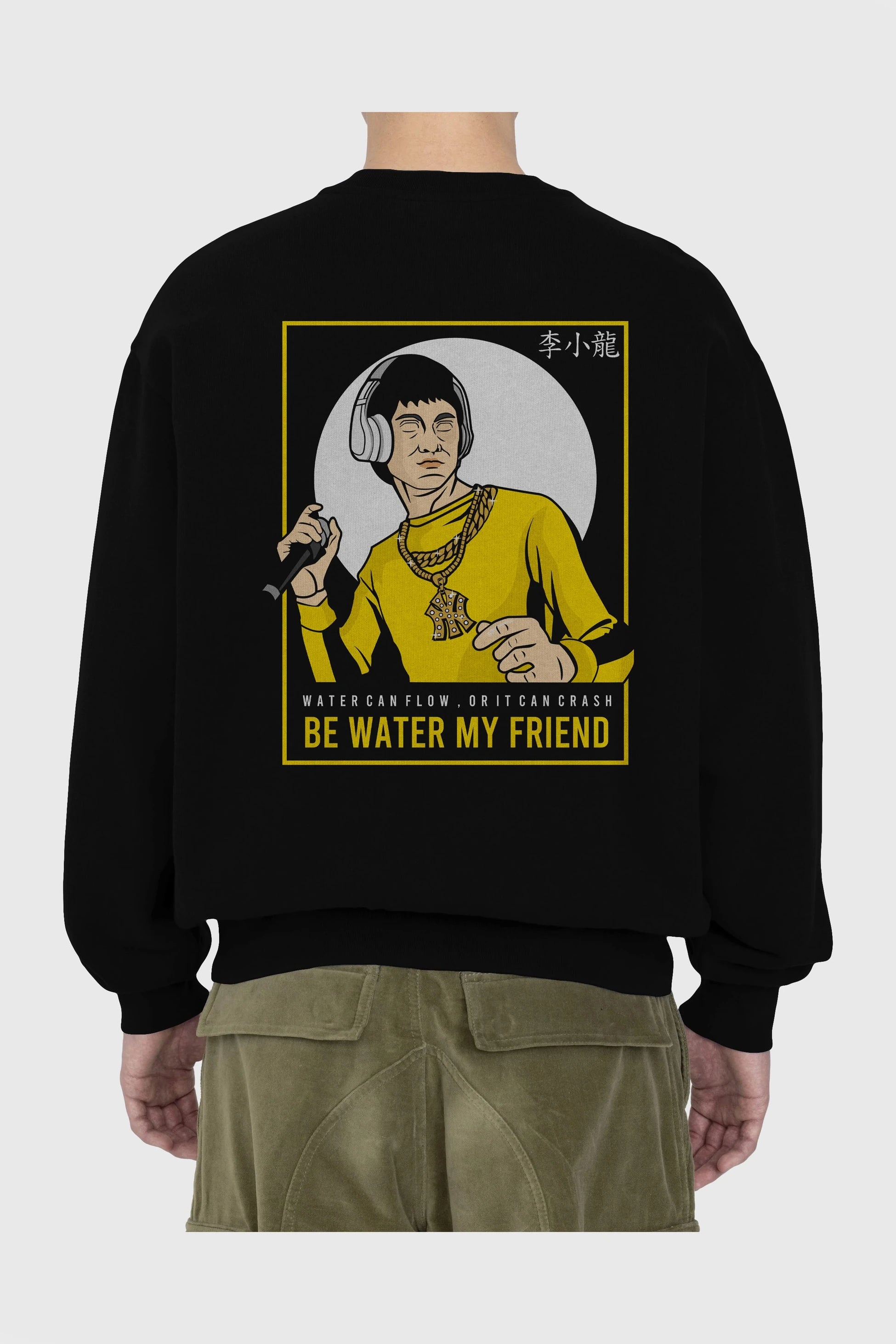 Bruce Lee Rapper Arka Baskılı Oversize Sweatshirt Erkek Kadın Unisex
