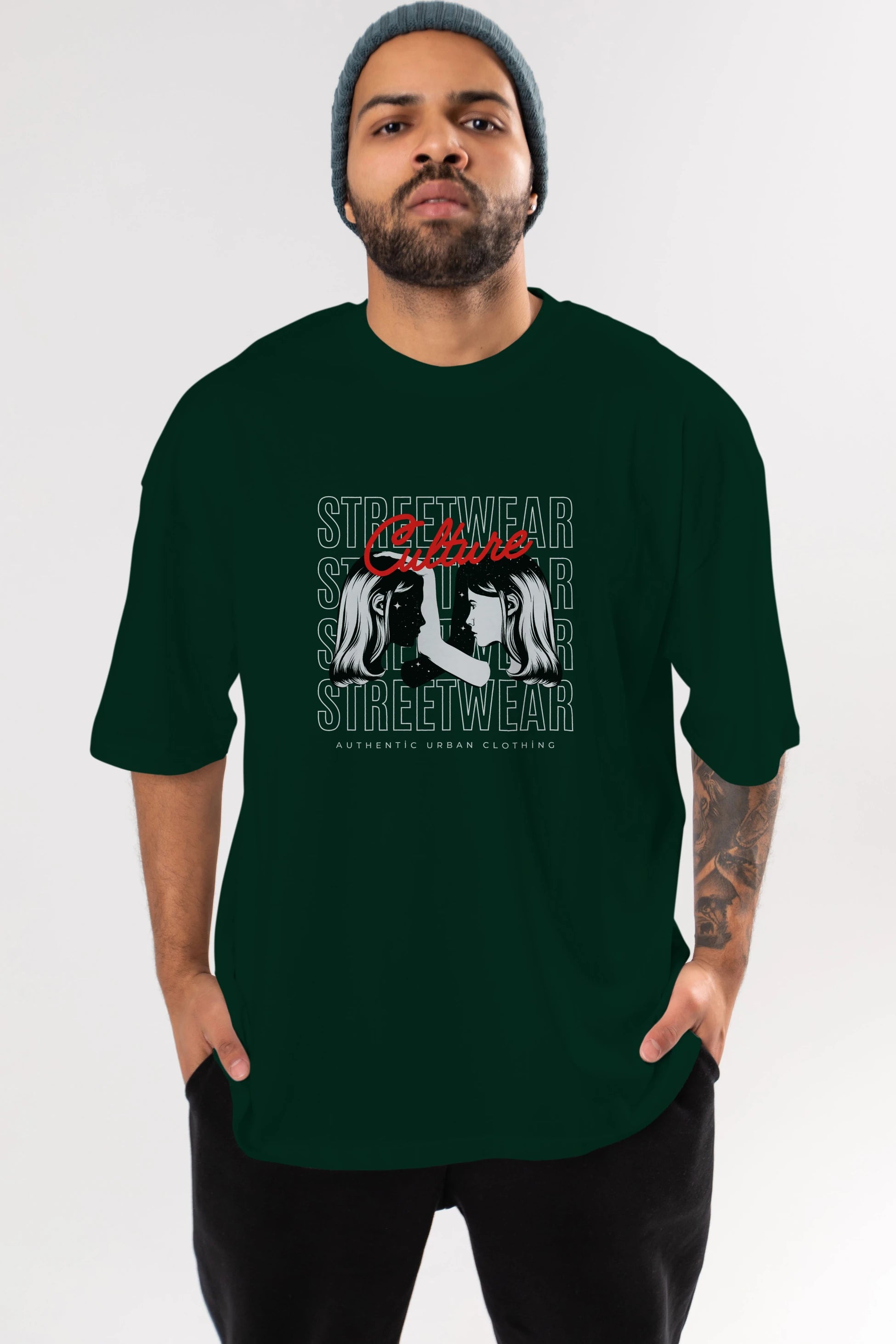 Culture Streetwear Yazılı Ön Baskılı Oversize t-shirt Erkek Kadın Unisex