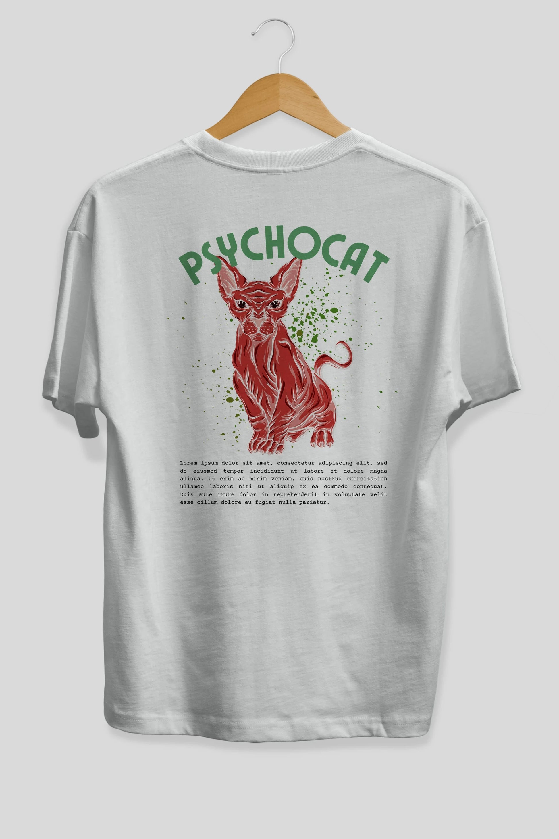 Psychocat Arka Baskılı Oversize t-shirt Erkek Kadın Unisex