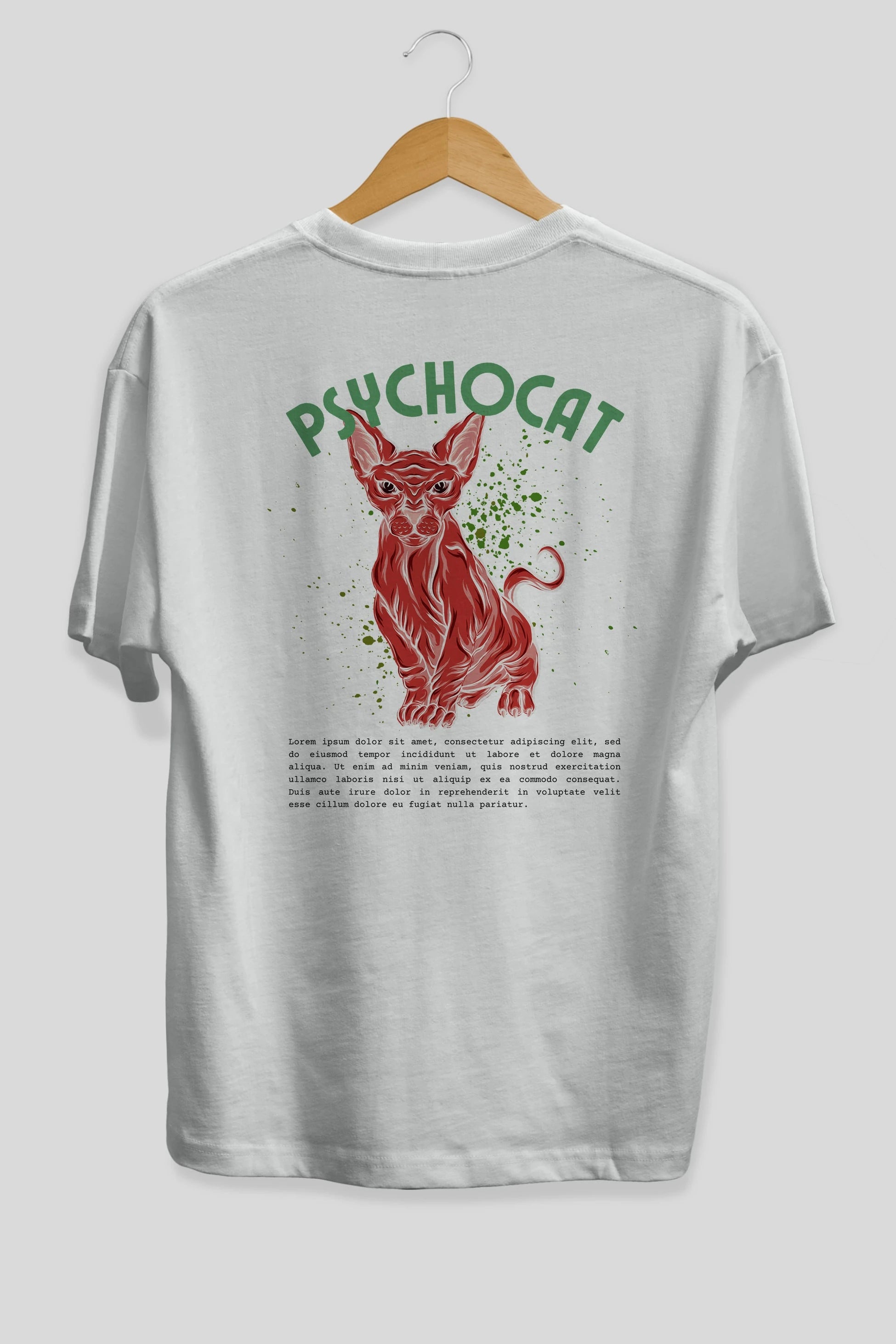 Psychocat Arka Baskılı Oversize t-shirt Erkek Kadın Unisex