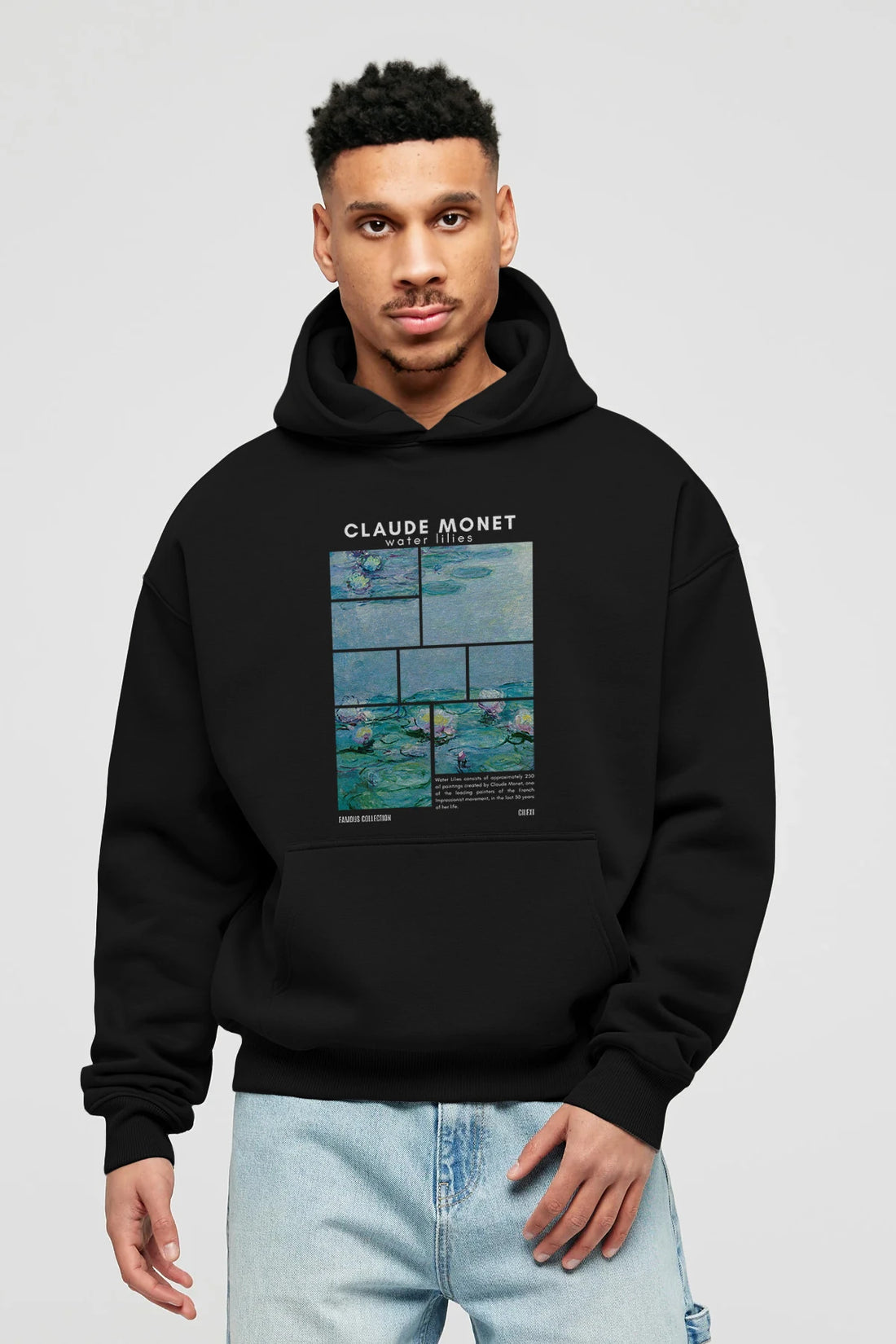 Claude Monet ön Baskılı Hoodie Oversize Kapüşonlu Sweatshirt Erkek Kadın