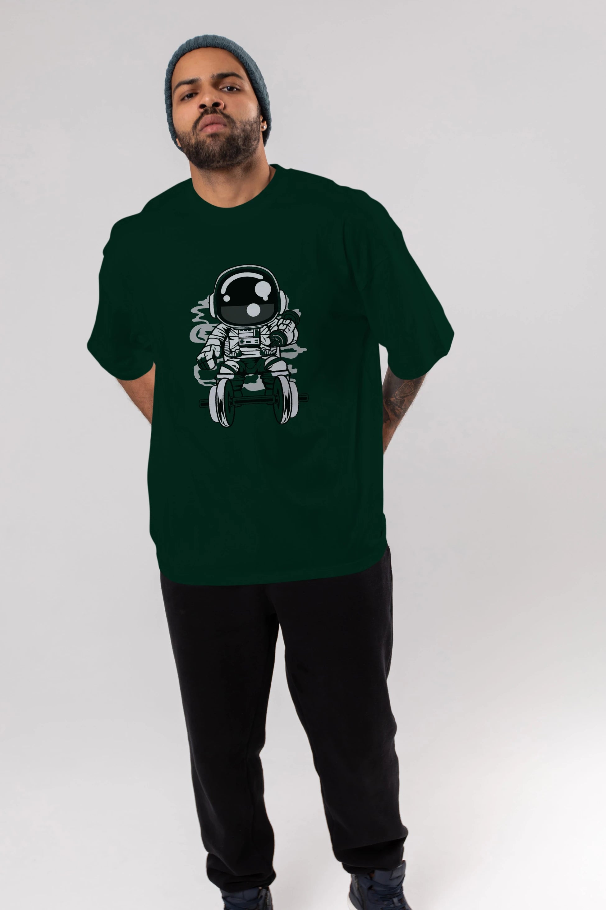 Astronaut Gym Ön Baskılı Oversize t-shirt Erkek Kadın Unisex