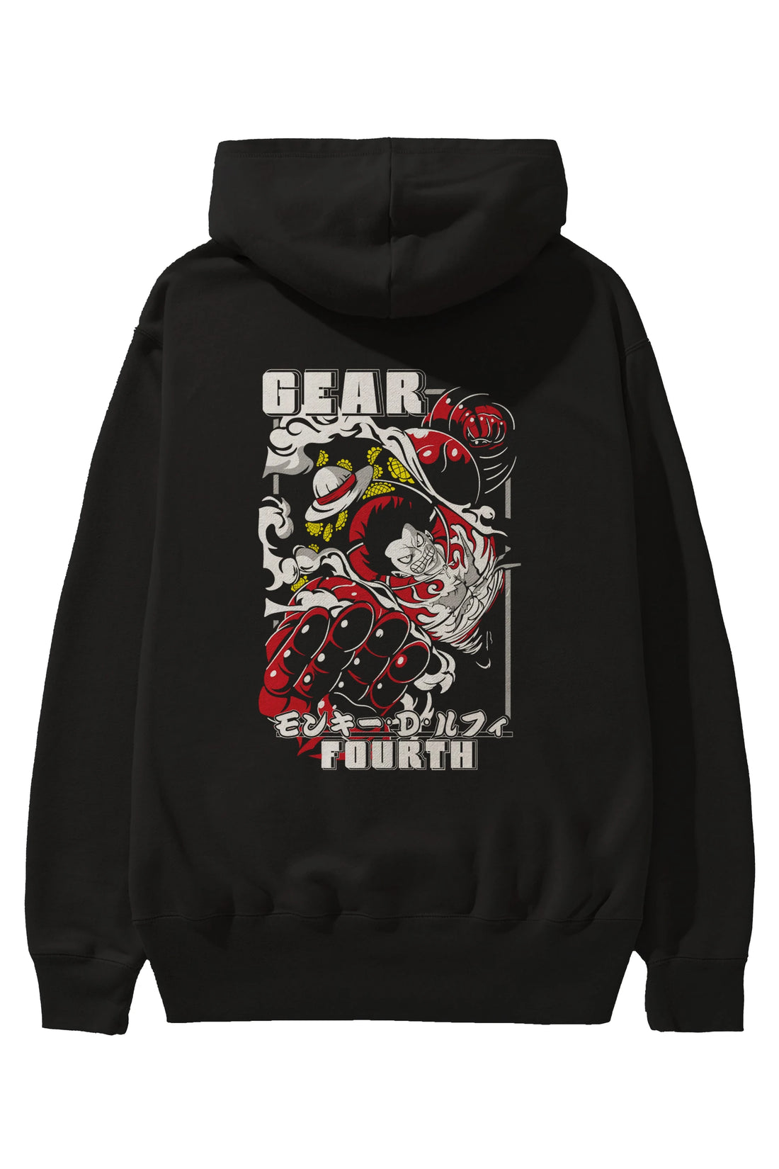 LUFFY gear fourth Anime Arka Baskılı Hoodie Oversize Kapüşonlu Sweatshirt Erkek Kadın Unisex
