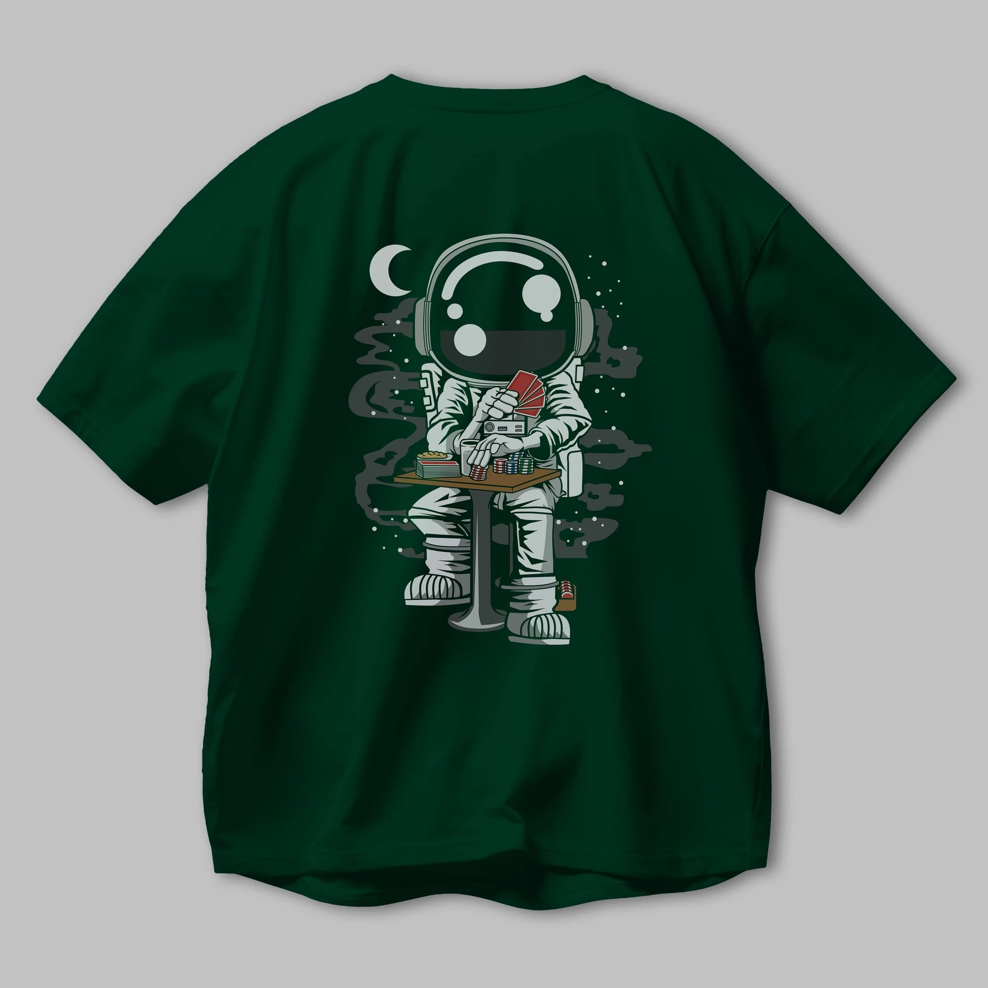 Astronaut Gambler Arka Baskılı Oversize t-shirt Erkek Kadın Unisex