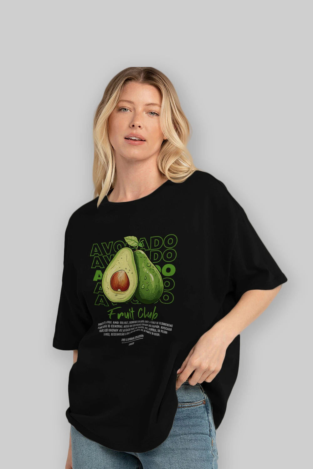 Avocado Ön Baskılı Oversize t-shirt Erkek Kadın Pamuk Bisiklet Yaka tişort
