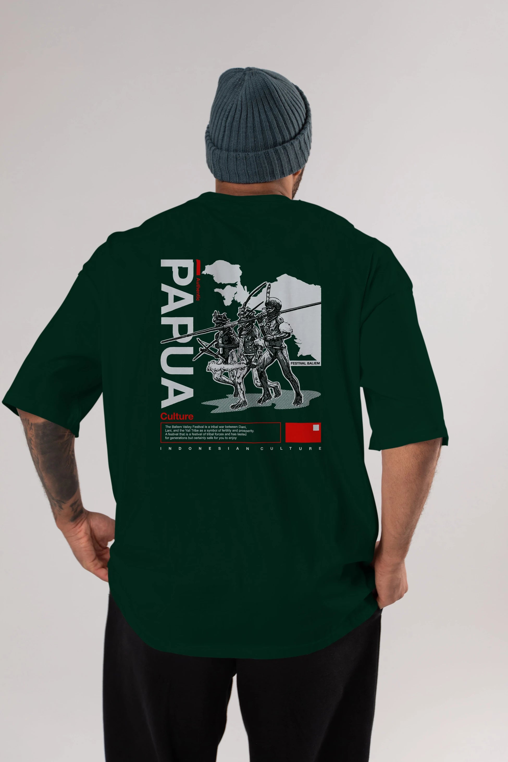 Papua Culture Arka Baskılı Oversize t-shirt Erkek Kadın Unisex