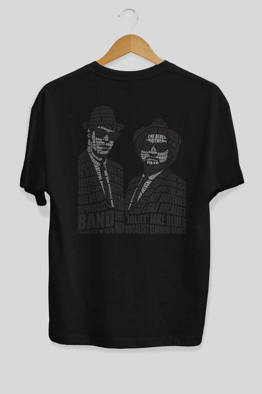 Blues Brothers Calligram Arka Baskılı Oversize t-shirt %100 pamuk Erkek Kadın Unisex