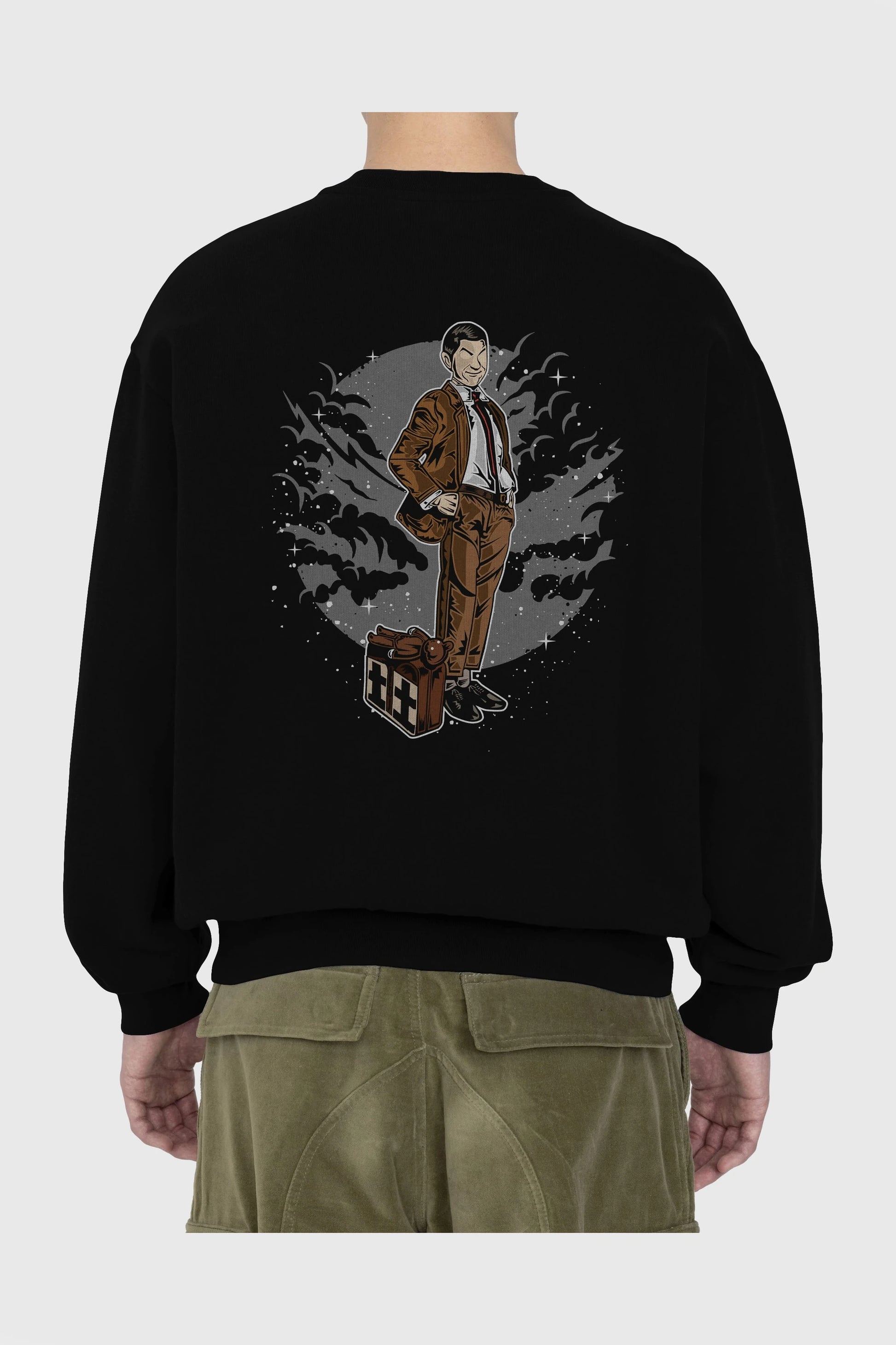 Mr Bean Arka Baskılı Oversize Sweatshirt Erkek Kadın Unisex