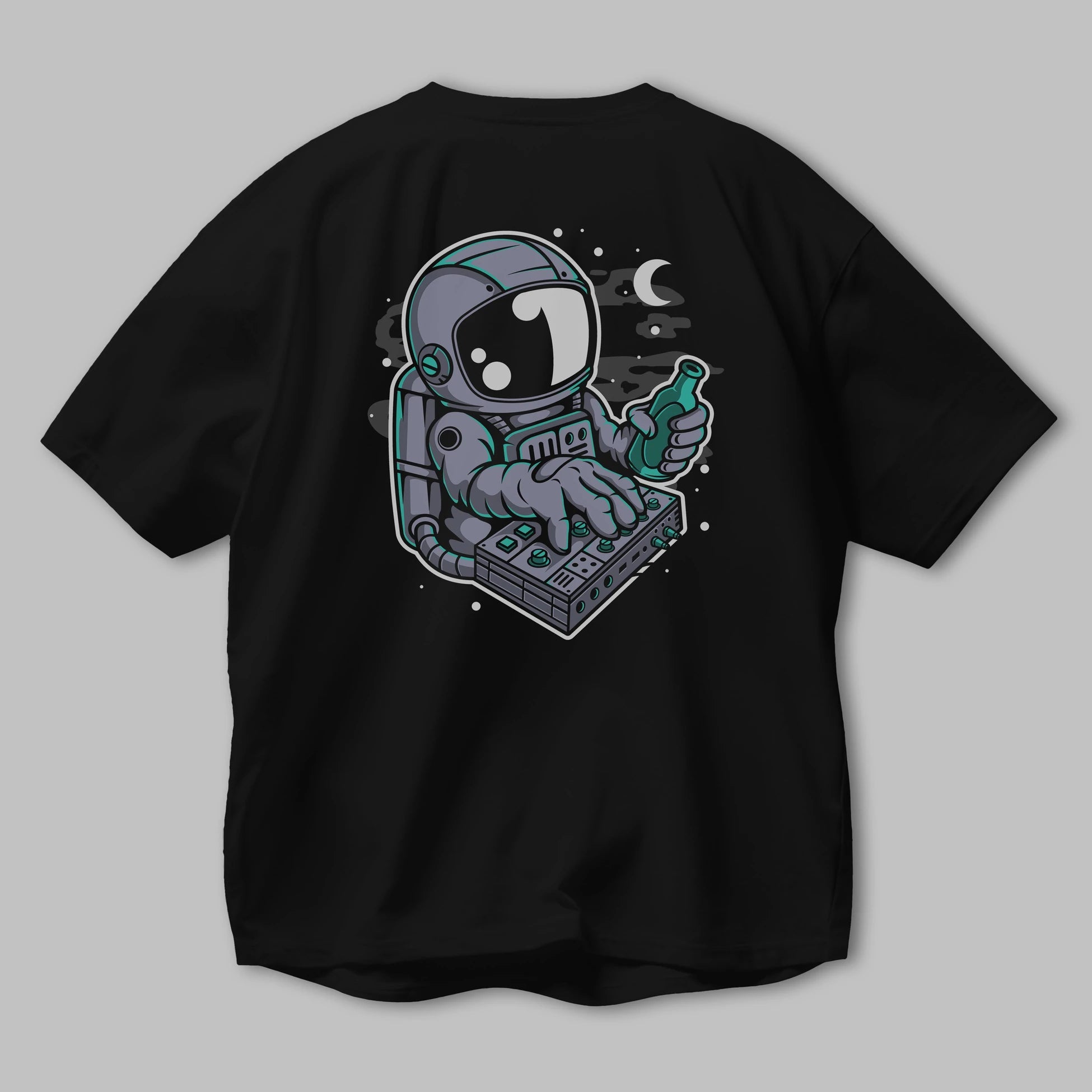 Astronaut Synth Arka Baskılı Oversize t-shirt Erkek Kadın Unisex