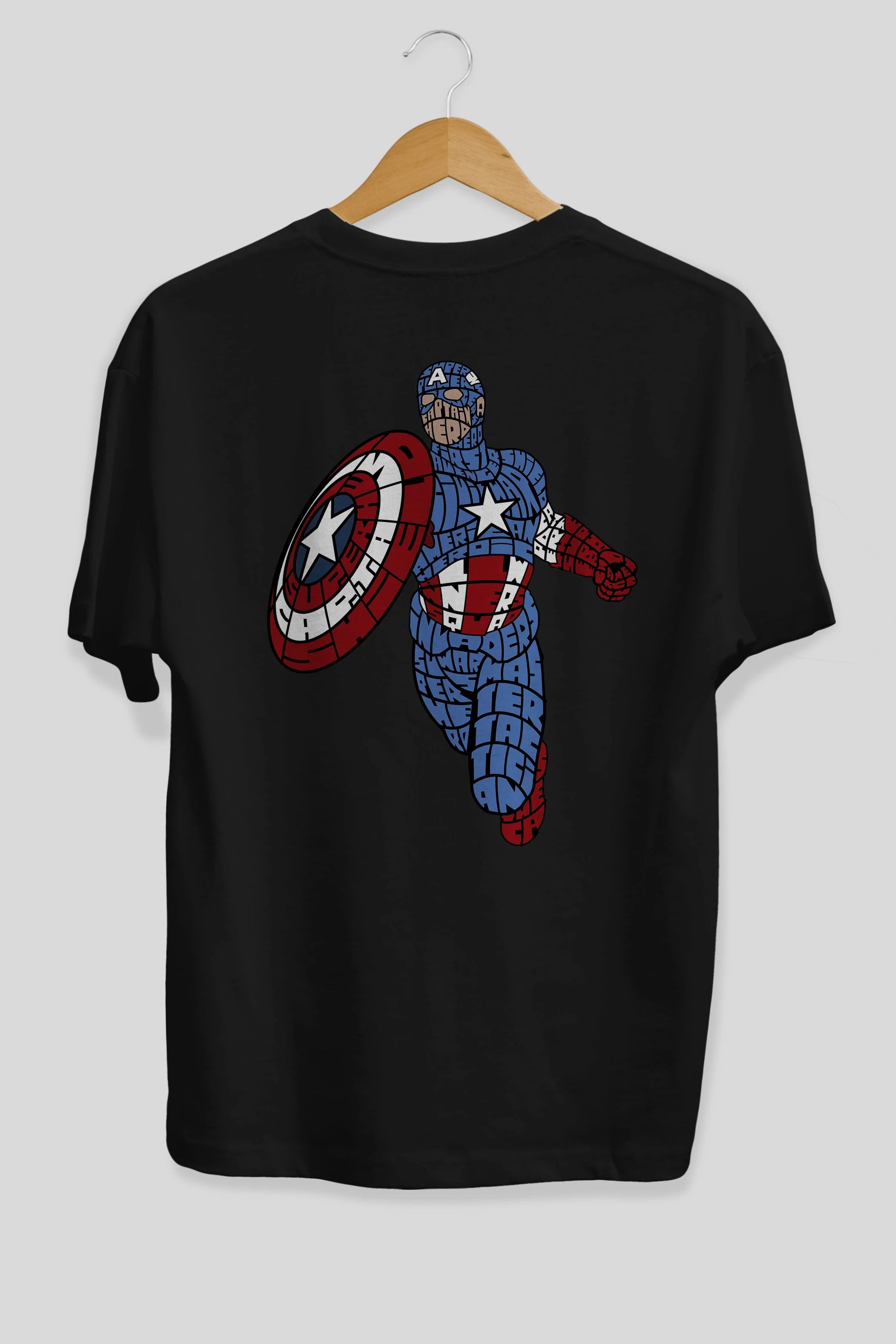 Star and Stripes Hero Arka Baskılı Oversize t-shirt %100 pamuk Erkek Kadın Unisex