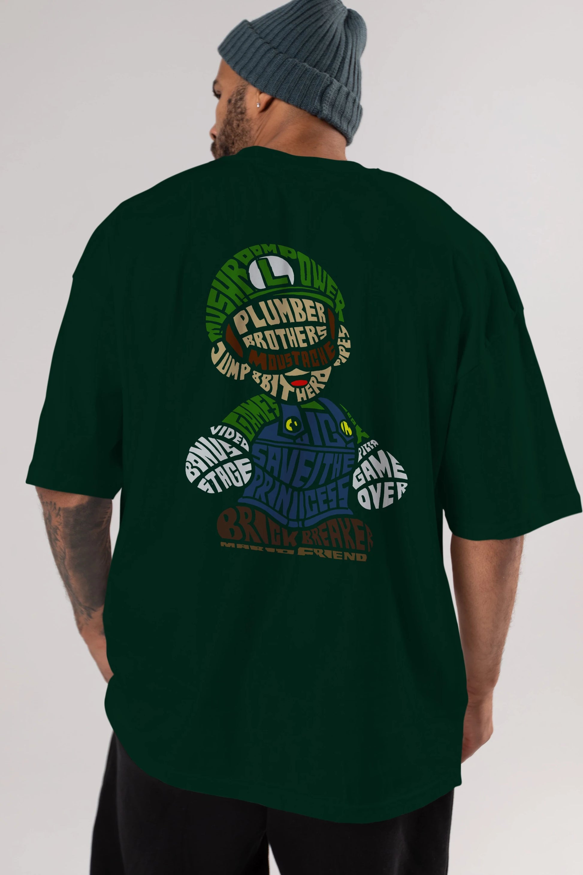 Plumber Brothers Arka Baskılı Oversize t-shirt %100 pamuk Erkek Kadın Unisex