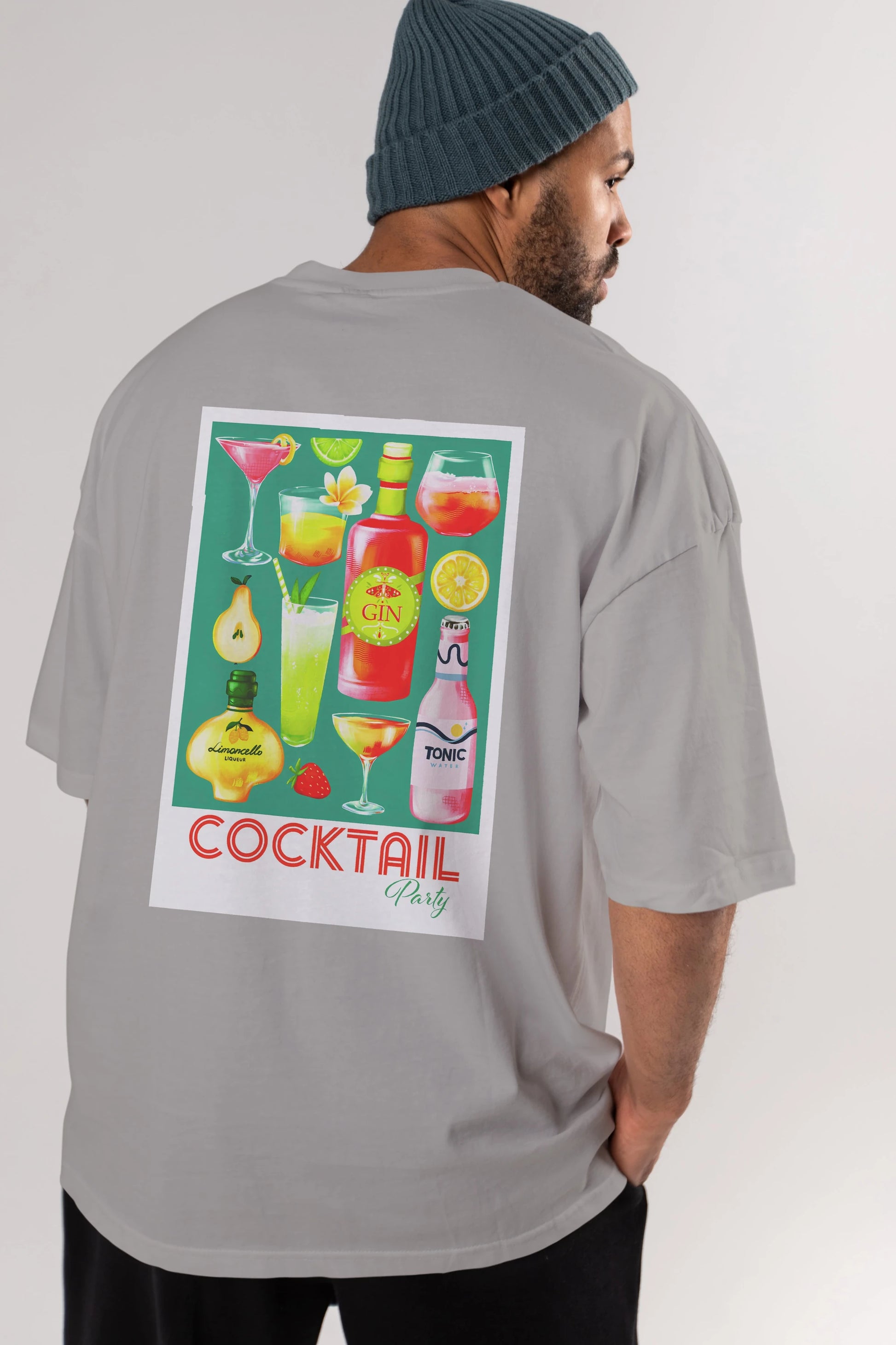 Cocktail Party 2 Arka Baskılı Oversize t-shirt Erkek Kadın Unisex %100 Pamuk Bisiklet Yaka tişort