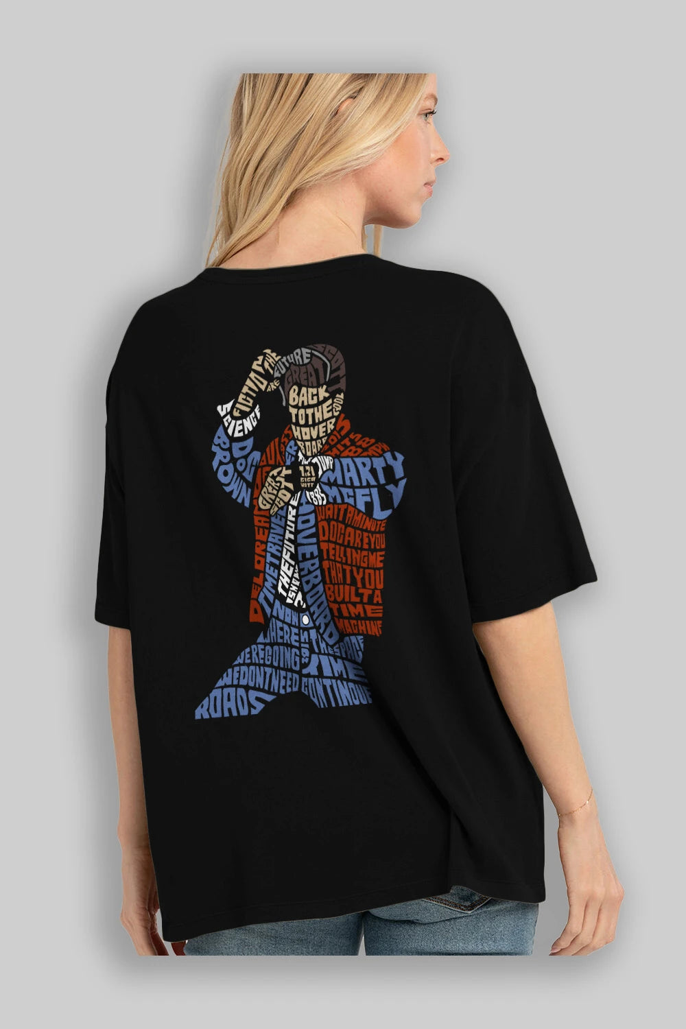 Back To The Hoverboard Arka Baskılı Oversize t-shirt %100 pamuk Erkek Kadın Unisex