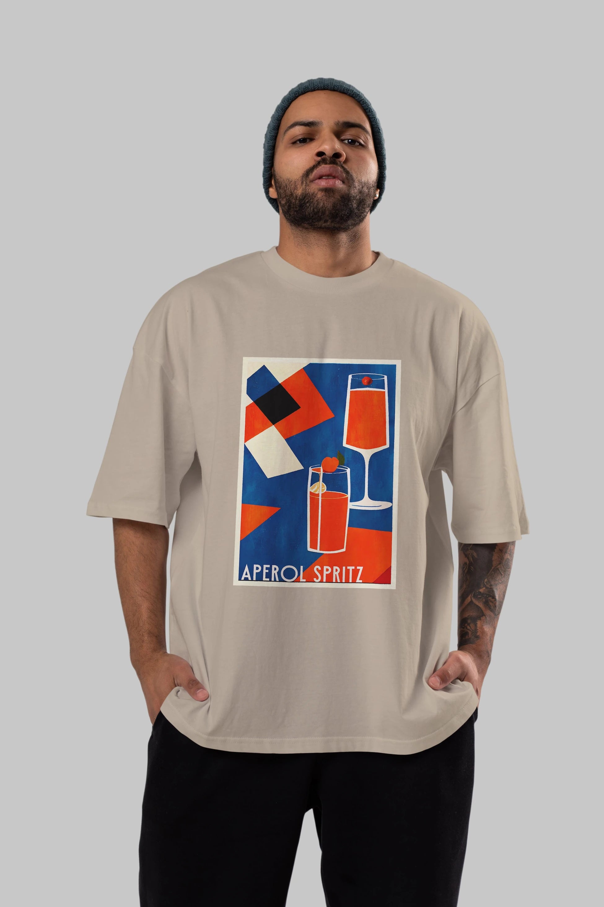 Aperol Spritz 4 Ön Baskılı Oversize t-shirt Erkek Kadın Unisex %100 Pamuk Bisiklet Yaka tişort