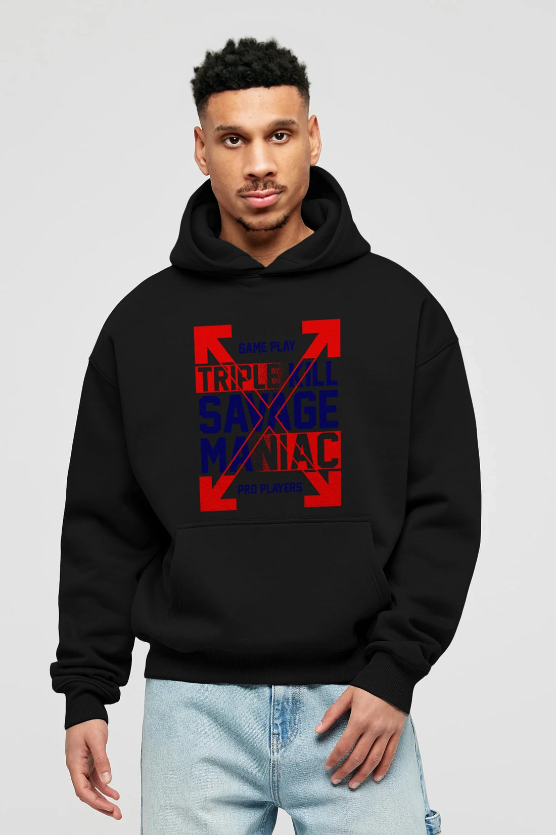 Kill Savage Ön Baskılı Hoodie Oversize Kapüşonlu Sweatshirt Erkek Kadın Unisex