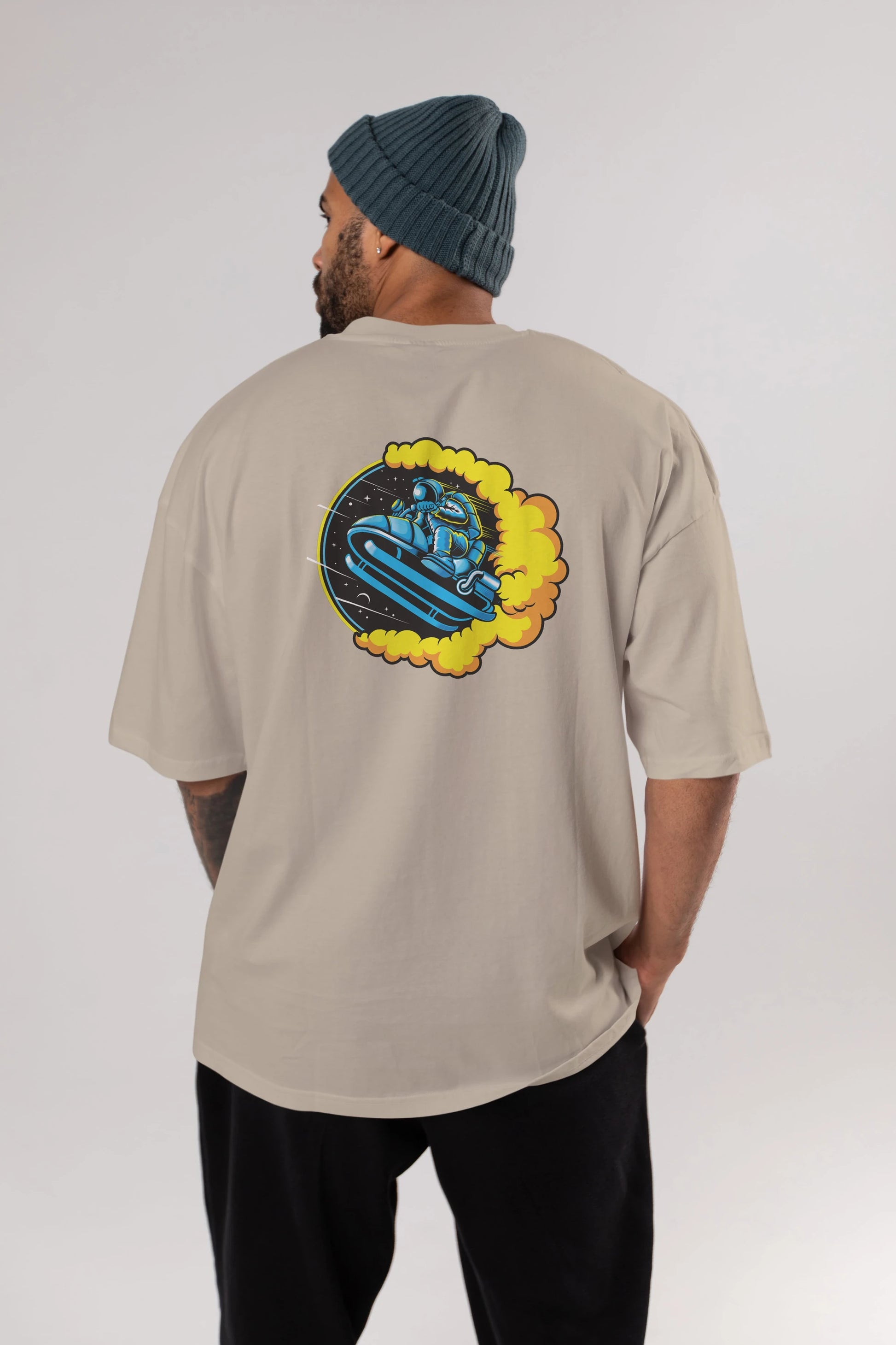 Astrojump with Snowmobile Arka Baskılı Oversize t-shirt Erkek Kadın Unisex