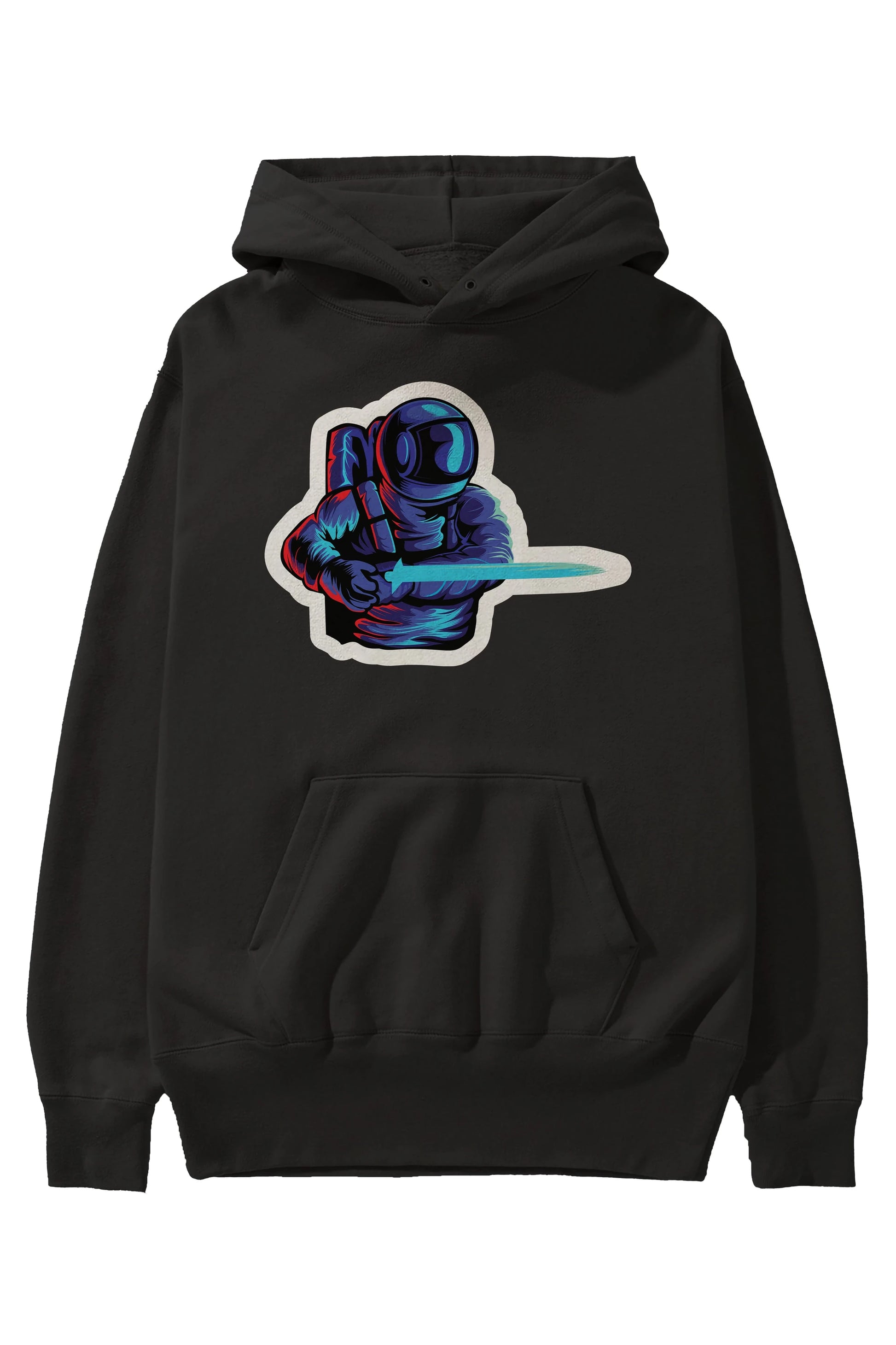 Astro Knight Sticker Ön Baskılı Hoodie Oversize Kapüşonlu Sweatshirt Erkek Kadın Unisex
