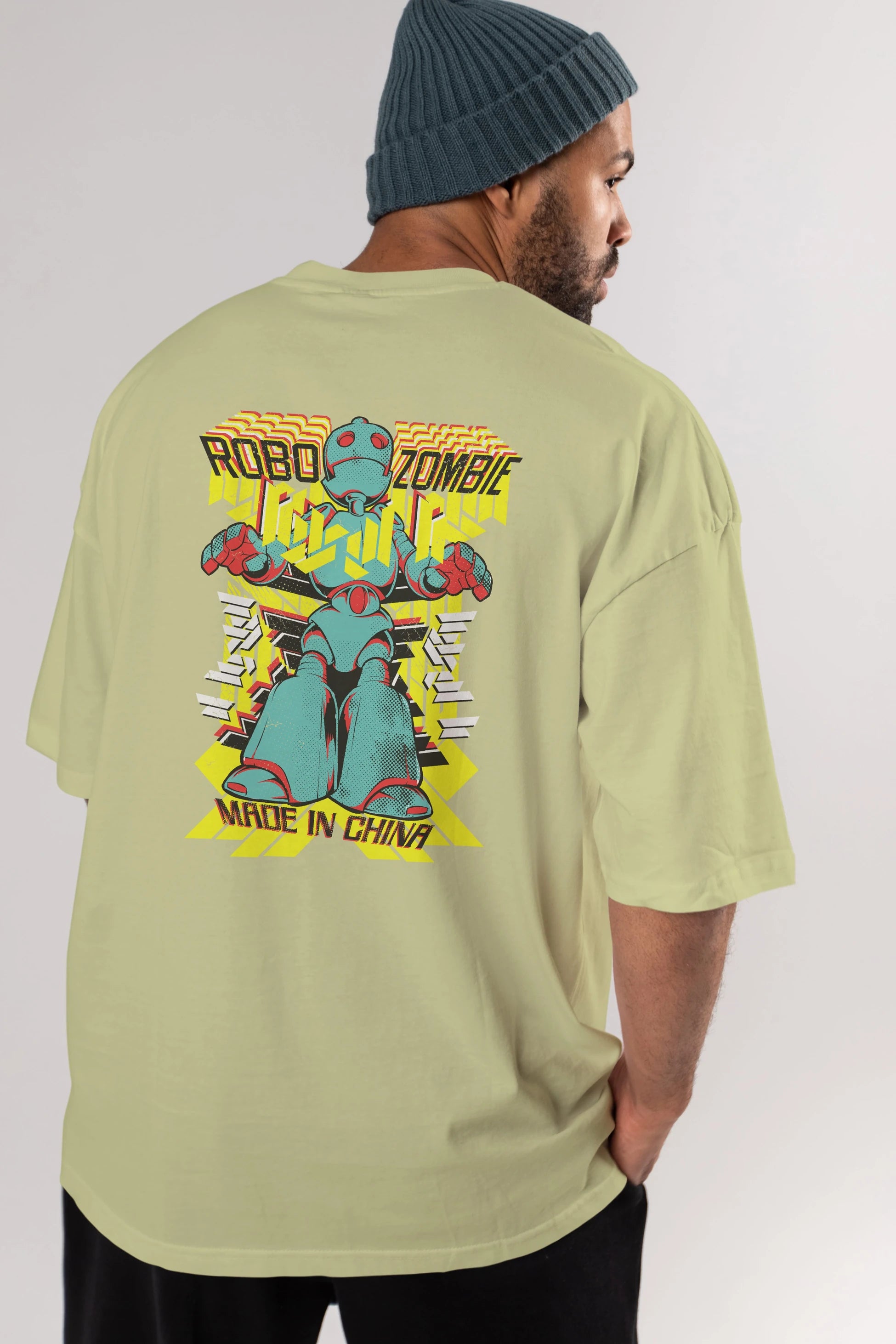 Robo Zombie Arka Baskılı Oversize t-shirt Erkek Kadın Unisex