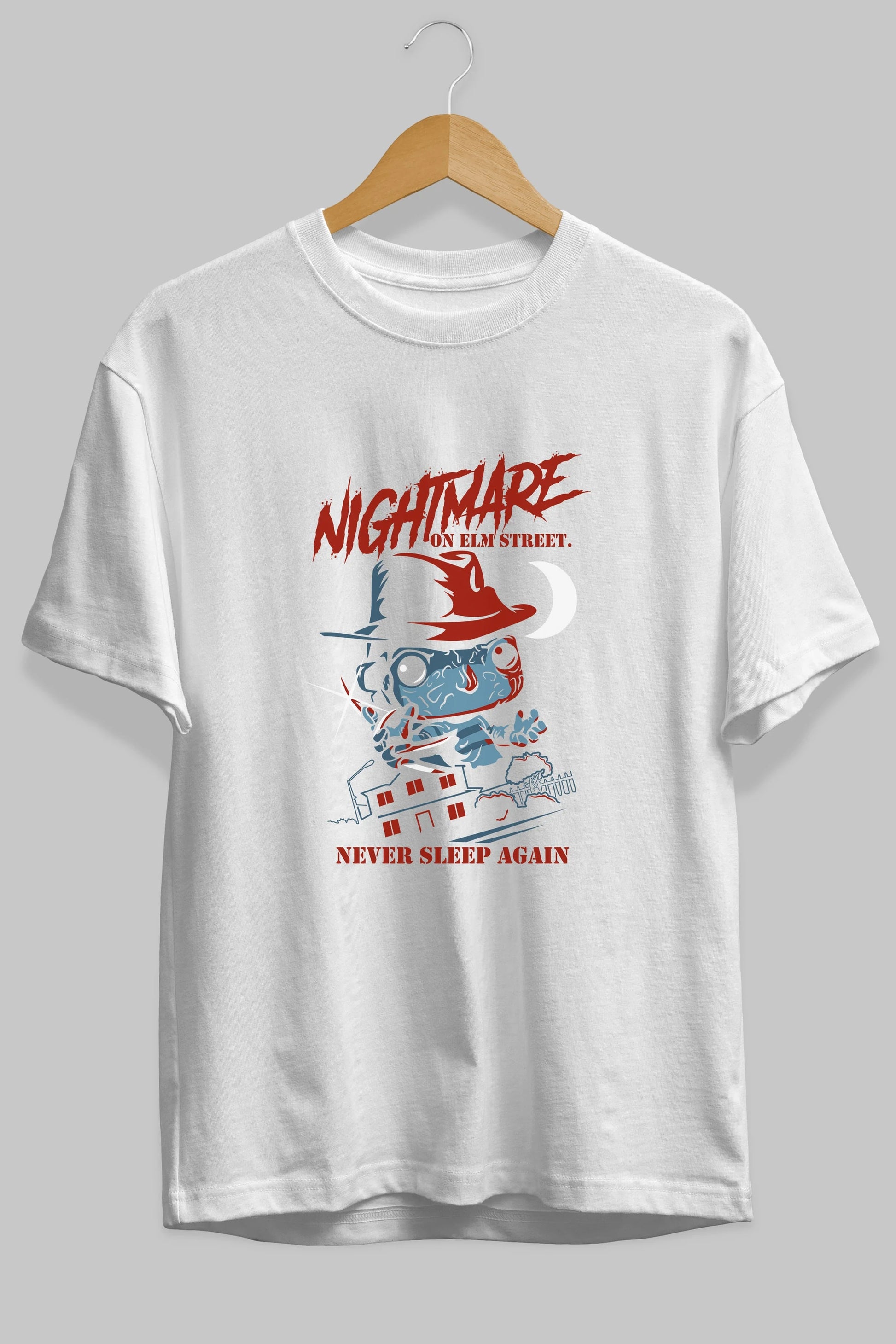 Nightmare Elm Sokağı Ön Baskılı Oversize t-shirt Erkek Kadın Unisex %100 Pamuk Bisiklet Yaka tişort
