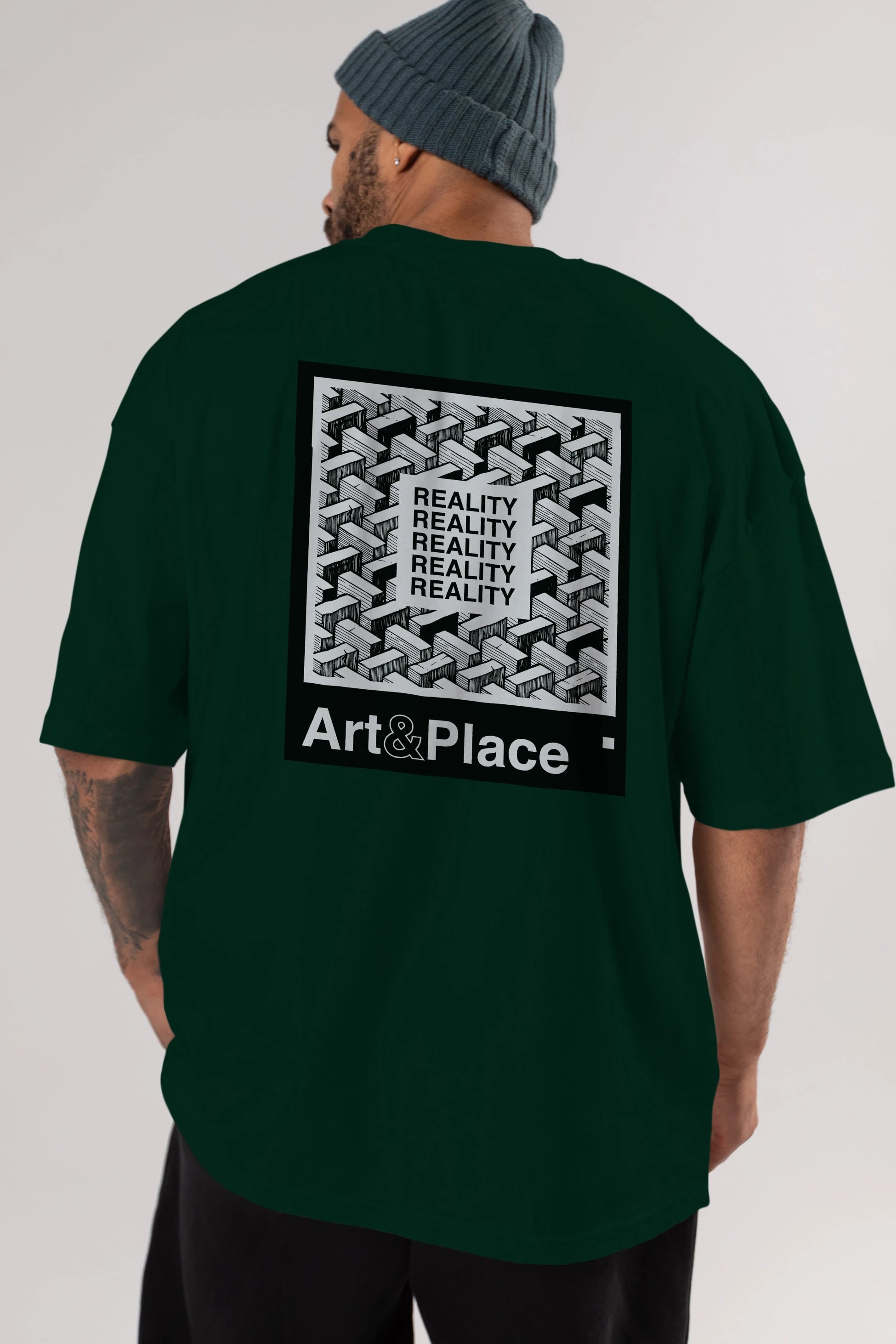 Reality Arka Baskılı Oversize t-shirt Erkek Kadın Unisex