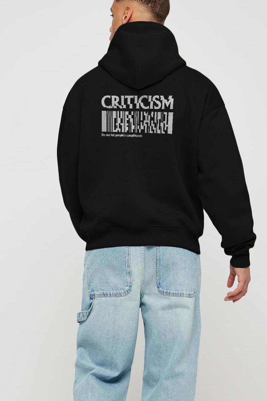 Criticism Streetwear Arka Baskılı Hoodie Oversize Kapüşonlu Sweatshirt Erkek Kadın Unisex