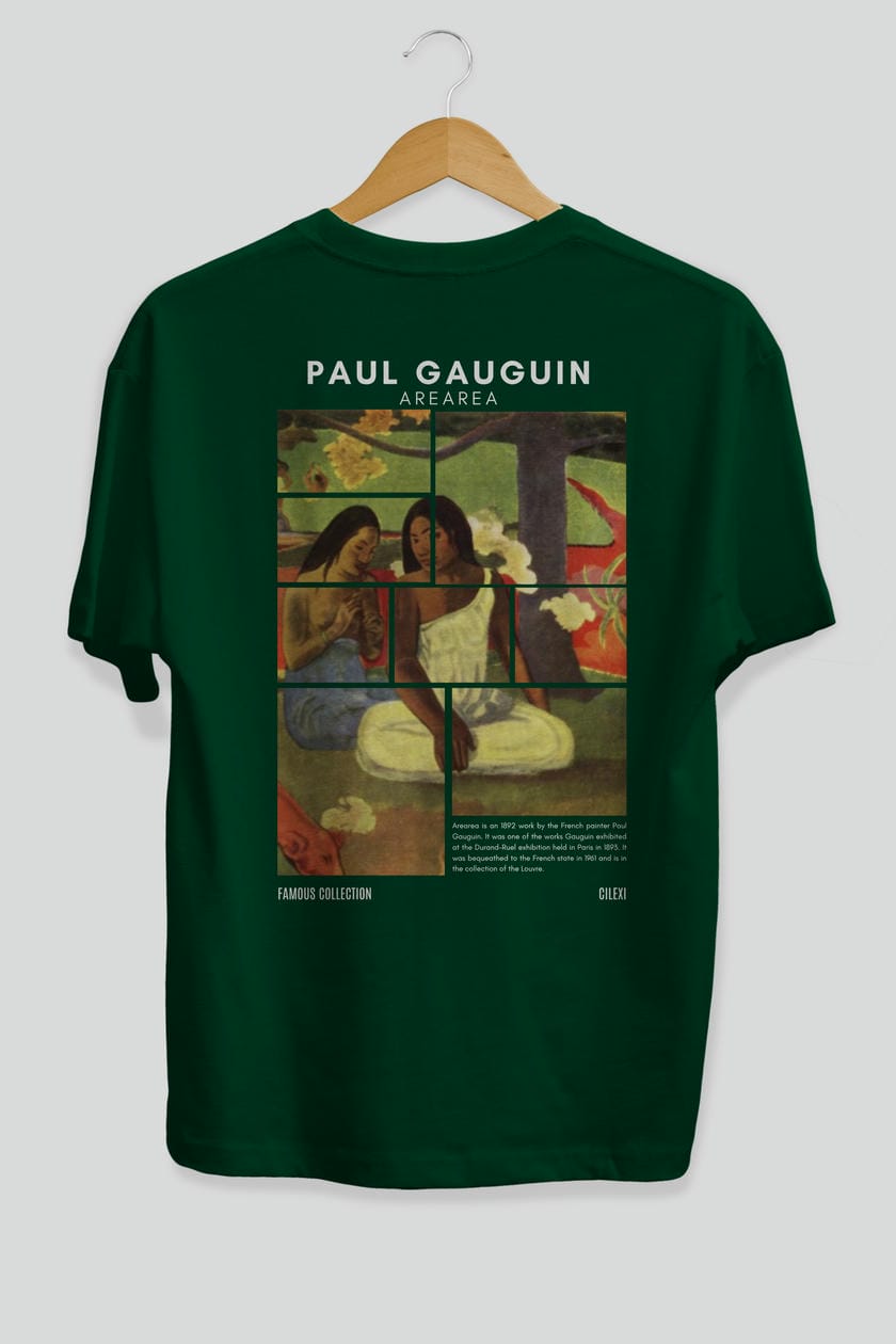 Paul Gauguin Arearea Arka Baskılı Oversize t-shirt Erkek Kadın Bisiklet Yaka Pamuk tişort