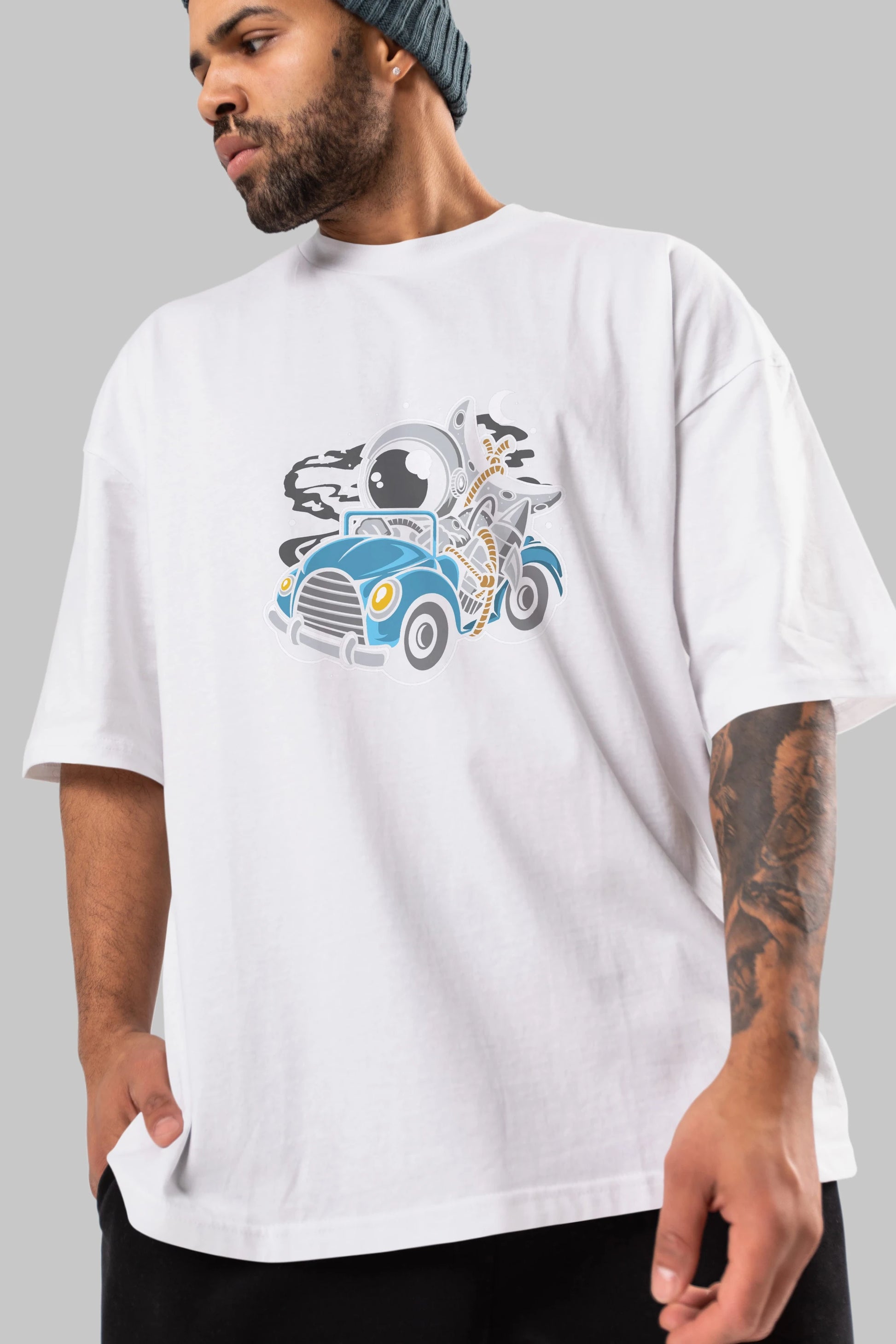 Astronaut Journey Ön Baskılı Oversize t-shirt Erkek Kadın Unisex