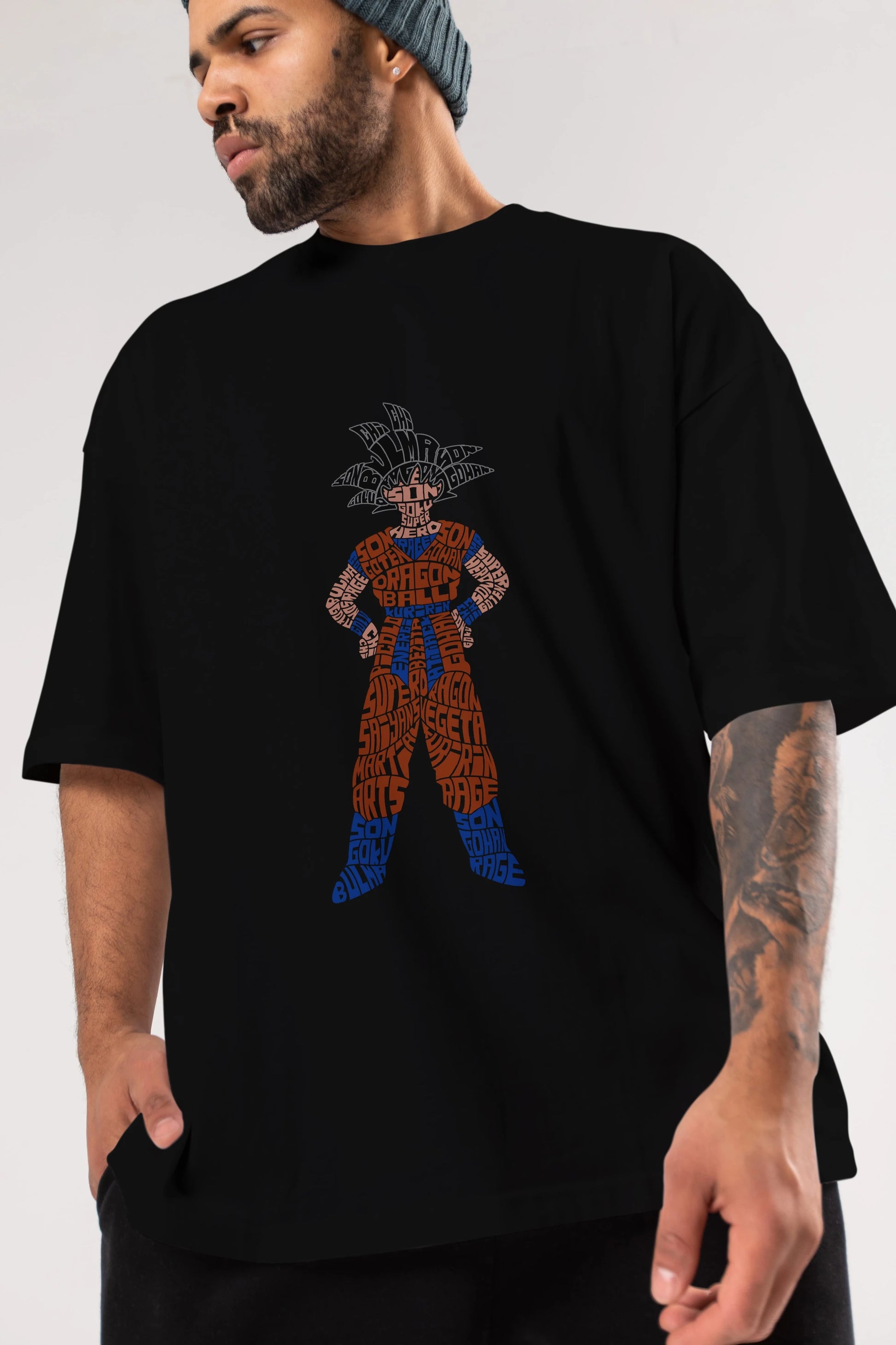 Goku Ön Baskılı Oversize t-shirt %100 pamuk Erkek Kadın Unisex
