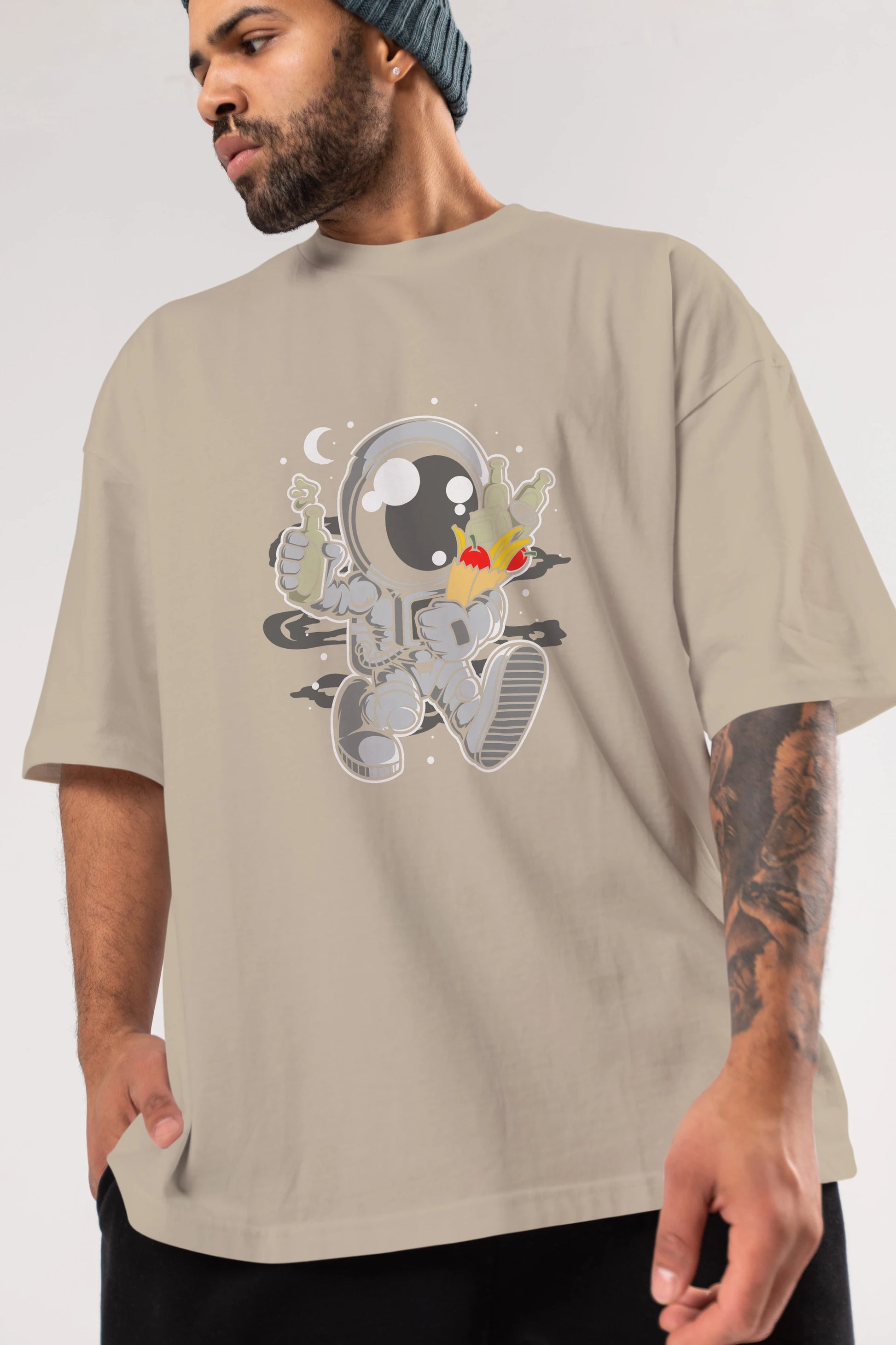 Astronaut Grochery Ön Baskılı Oversize t-shirt Erkek Kadın Unisex