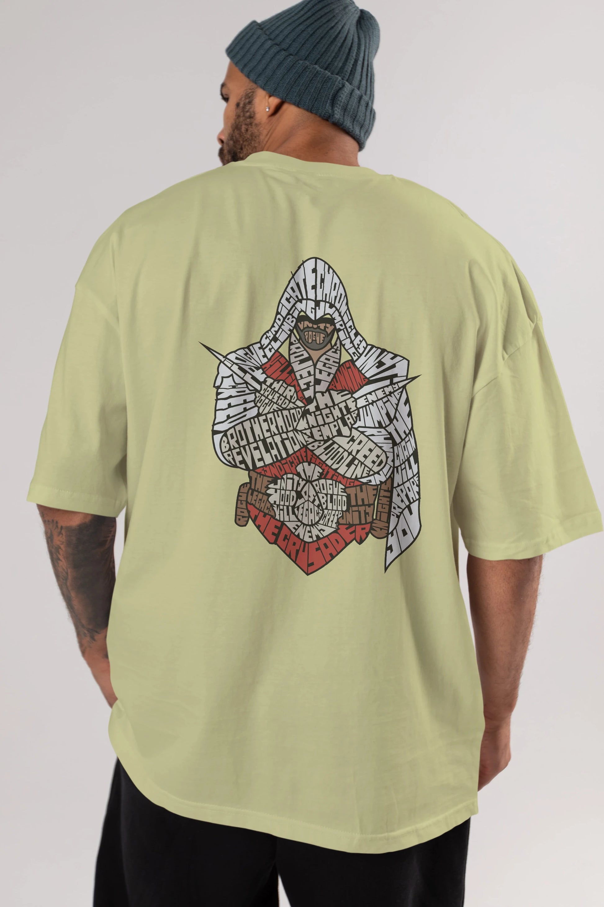 Assassins Arka Baskılı Oversize t-shirt %100 pamuk Erkek Kadın Unisex