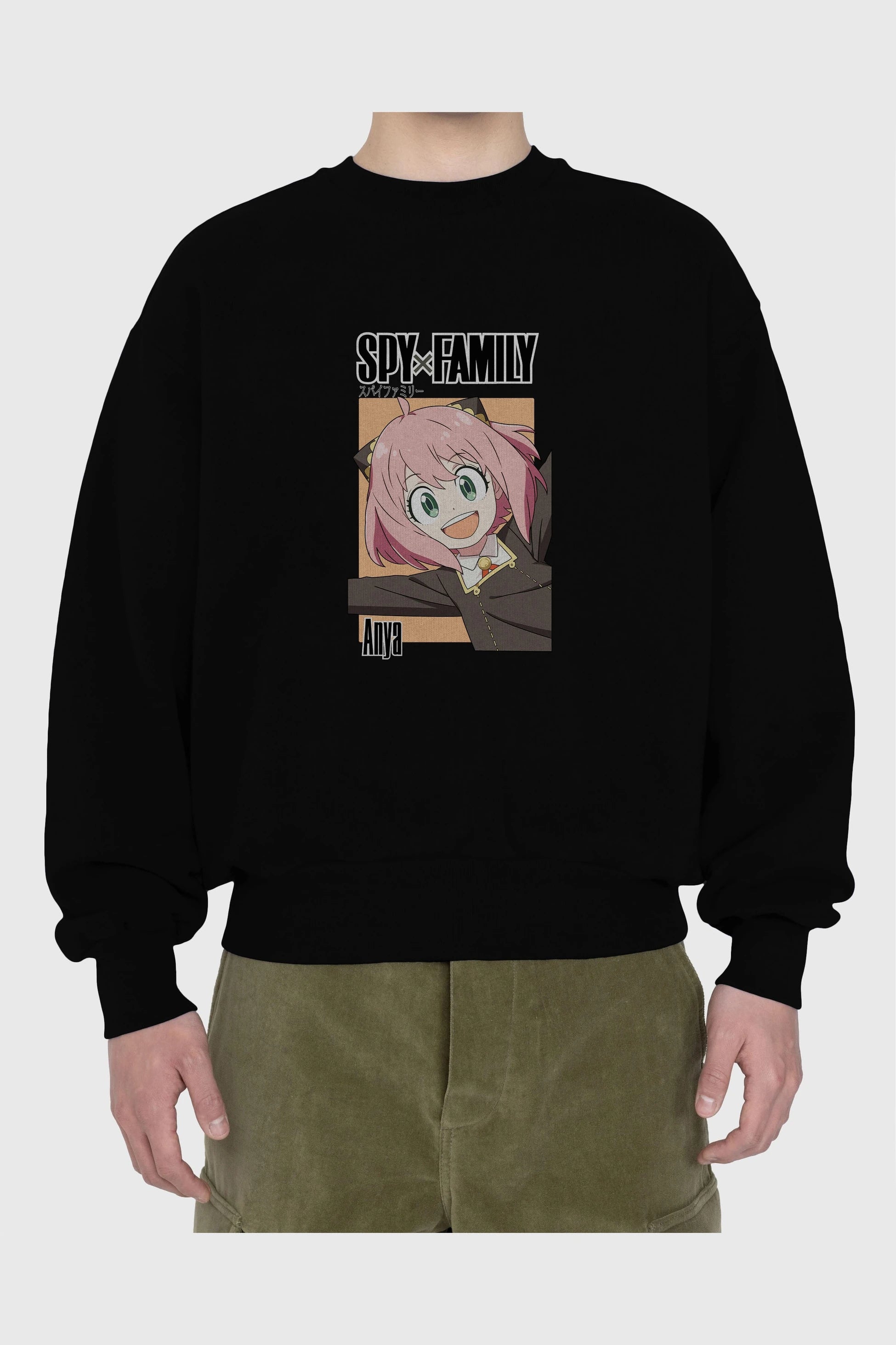 SPY X FAMILY Anya Anime Ön Baskılı Oversize Sweatshirt Erkek Kadın Unisex