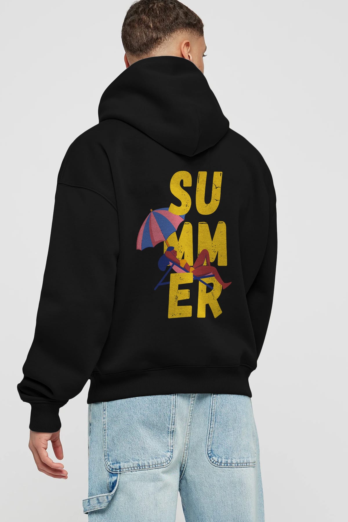 Summer Yazılı Arka Baskılı Oversize Hoodie Kapüşonlu Sweatshirt Erkek Kadın Unisex