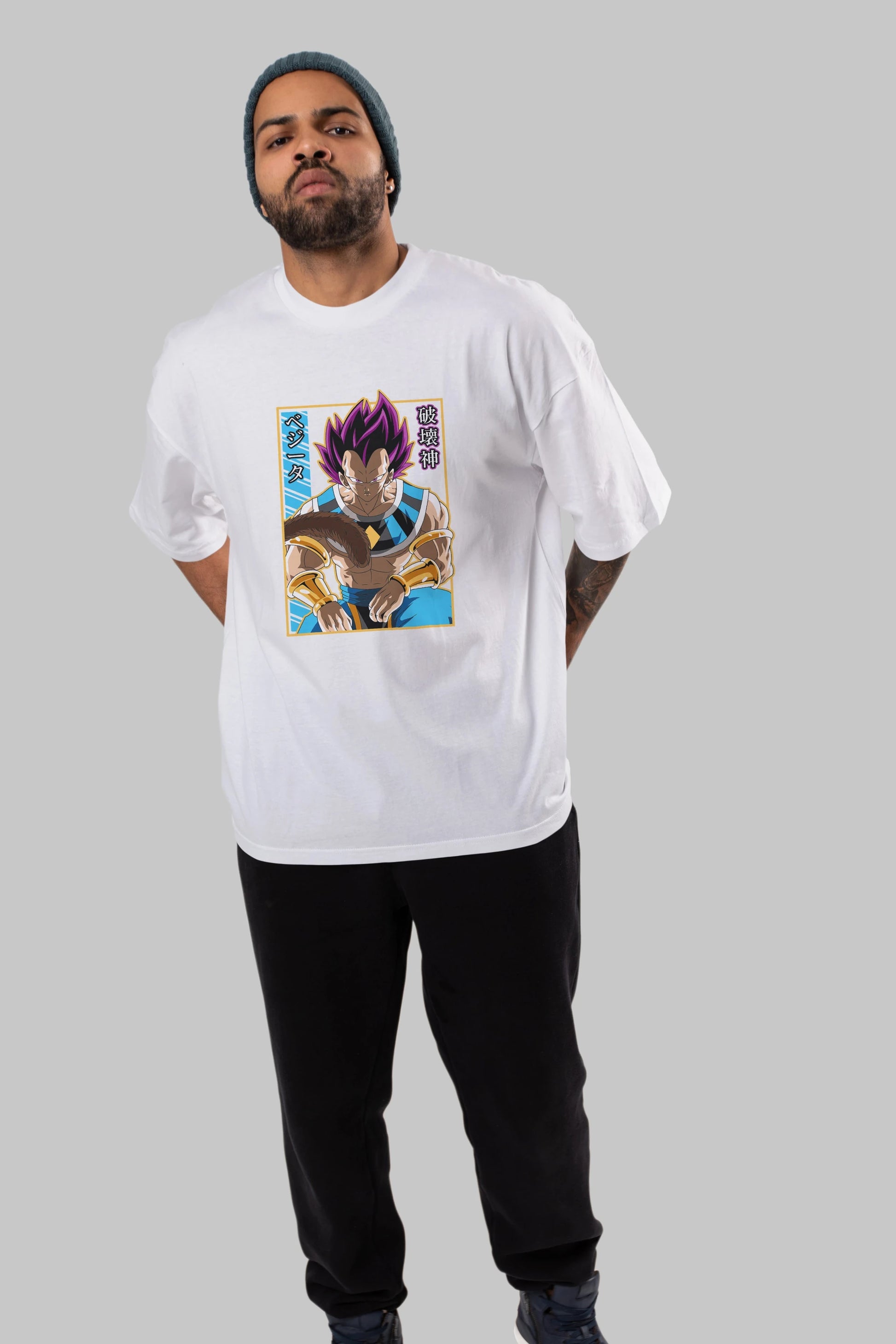 DragonBall VegetaHakaishin Anime Ön Baskılı Oversize t-shirt %100 pamuk Erkek Kadın Unisex