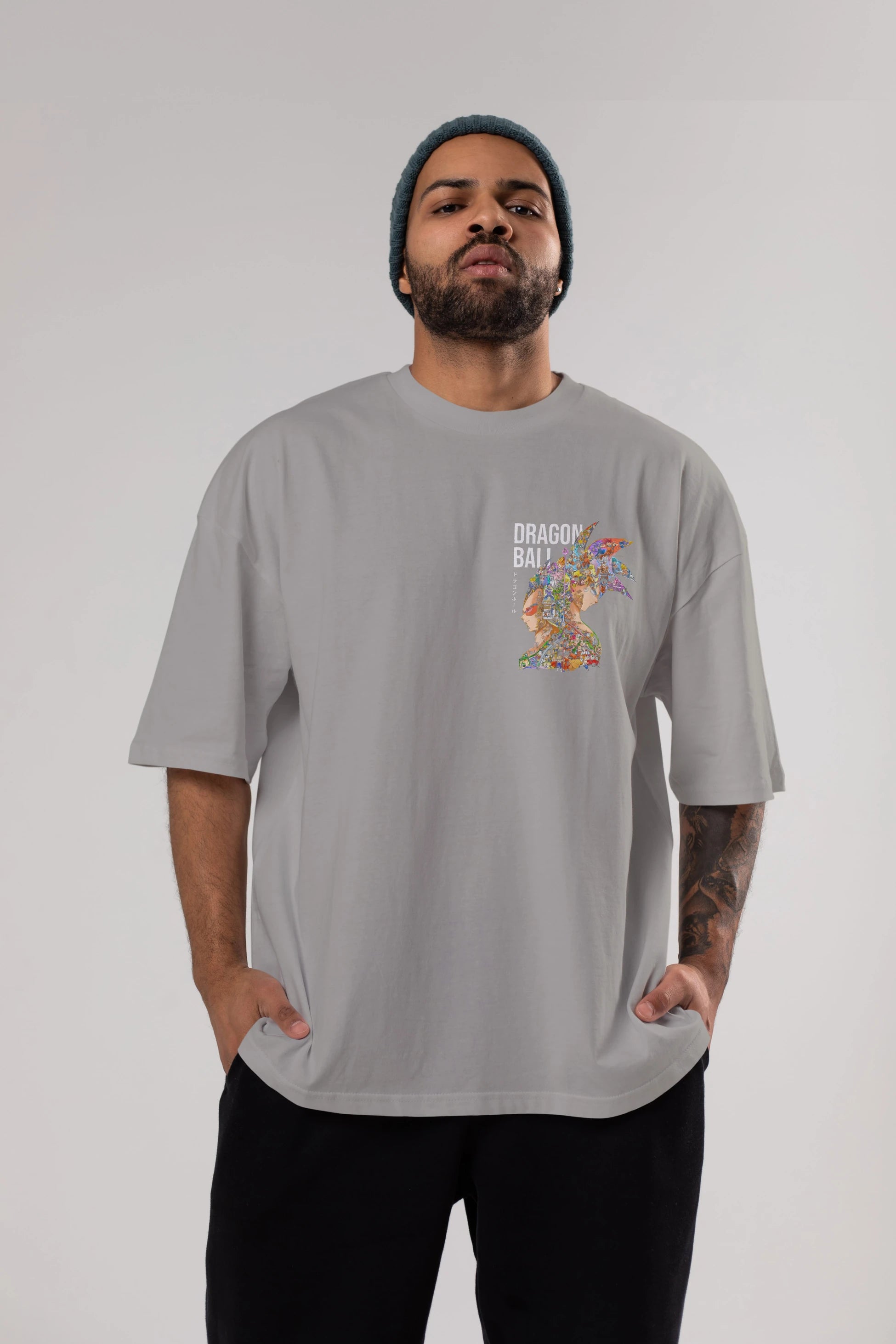 DRAGON BALL ART (5) Ön Sol Baskılı Oversize t-shirt Erkek Kadın Unisex %100 Pamuk Bisiklet Yaka tişort