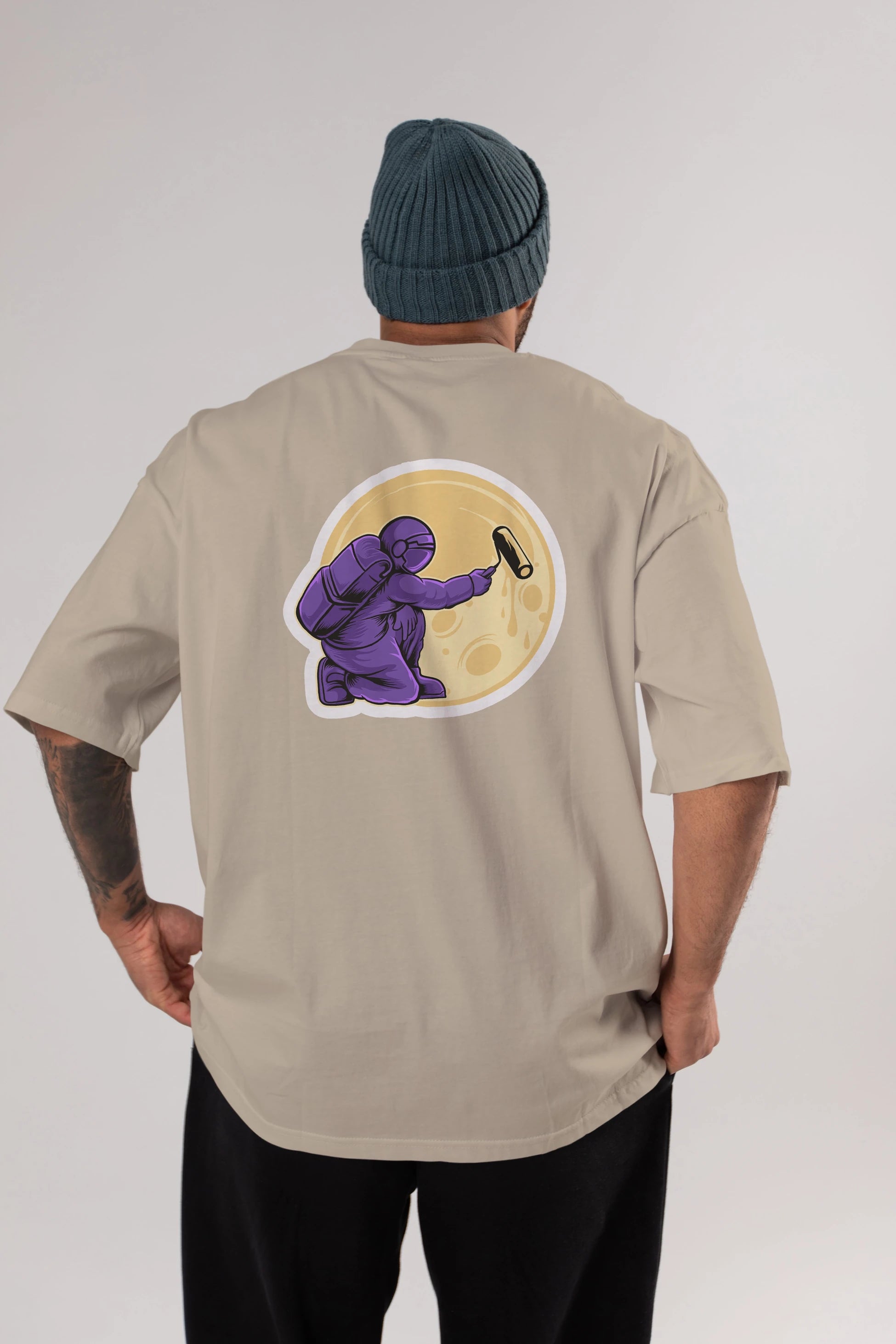 Astropaint Sticker Arka Baskılı Oversize t-shirt Erkek Kadın Unisex