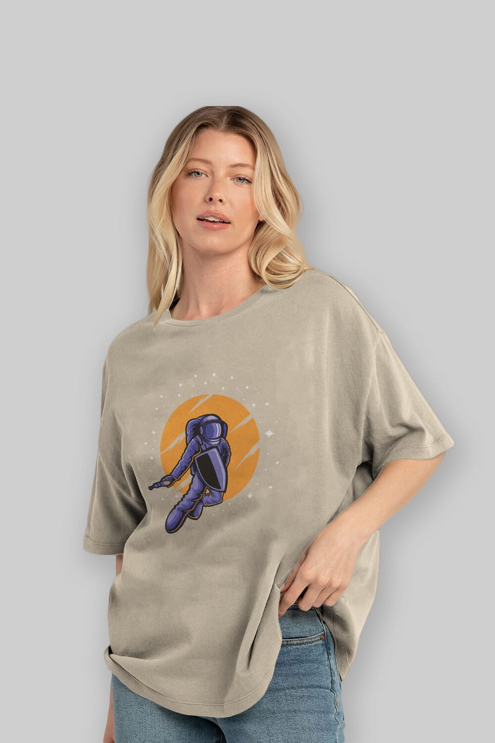 Astro Wars Ön Baskılı Oversize t-shirt Erkek Kadın Unisex