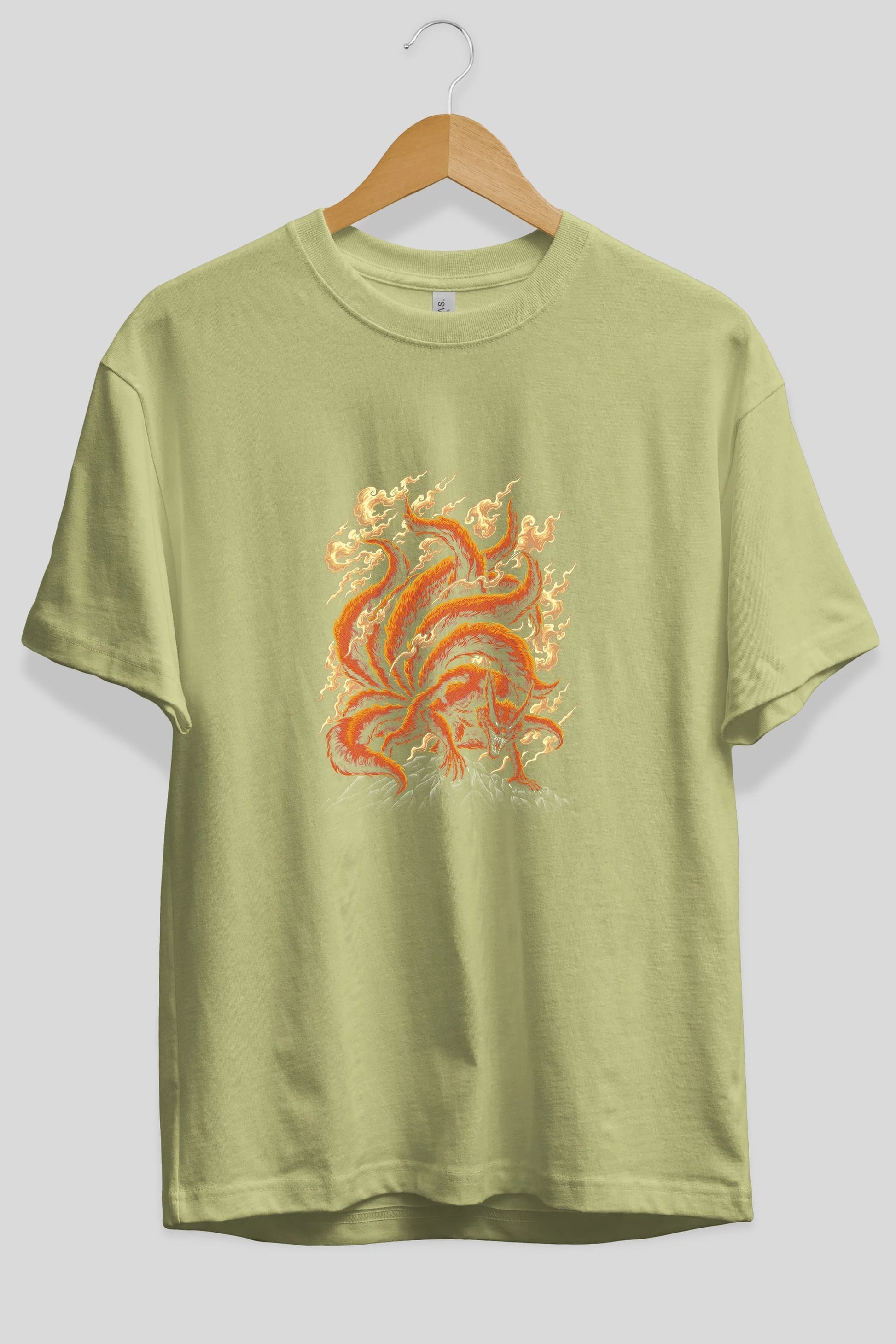 NARUTO KYUUBI Anime Ön Baskılı Oversize t-shirt %100 pamuk Erkek Kadın Unisex