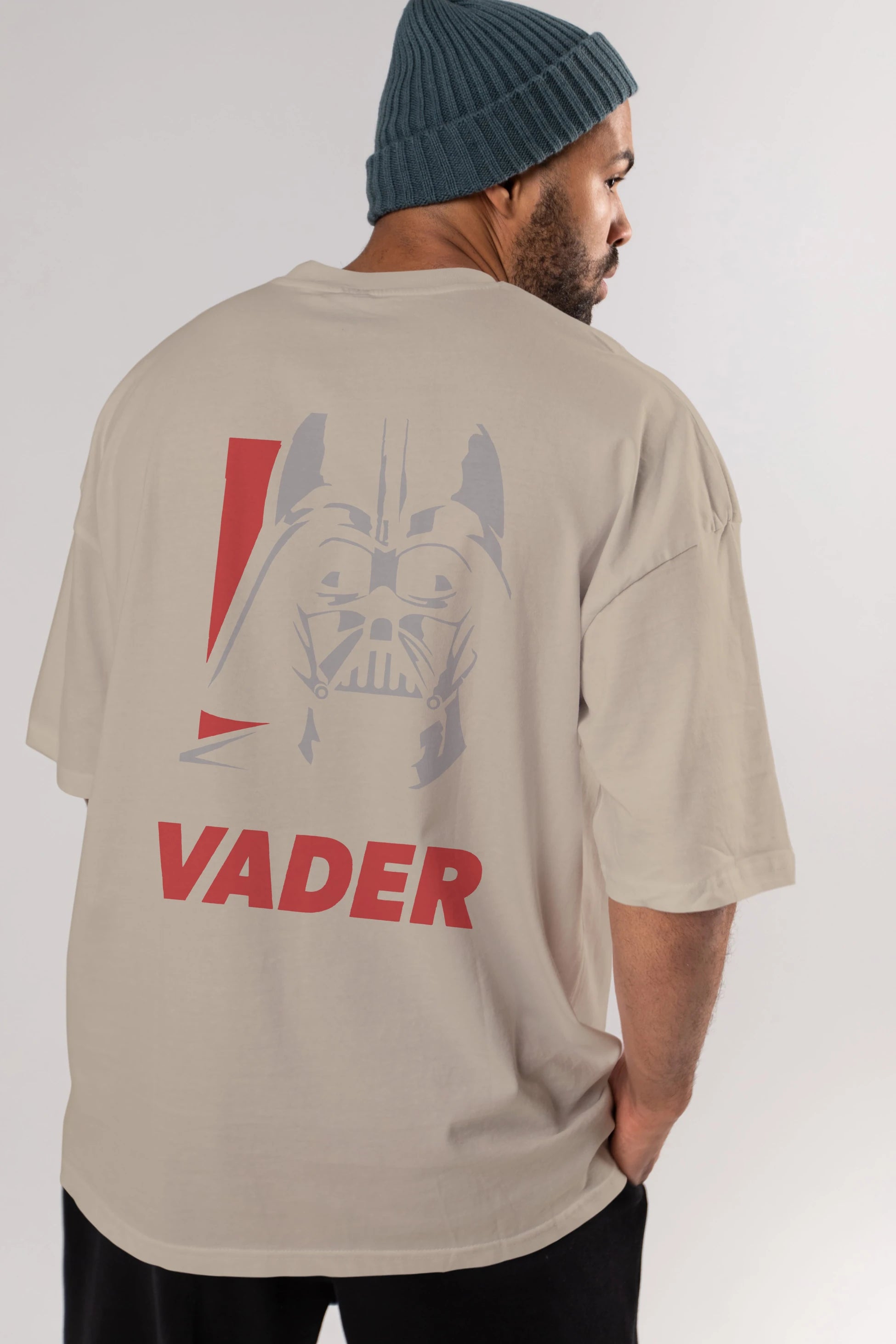 Darth Vader Arka Baskılı Oversize t-shirt Erkek Kadın Unisex %100 Pamuk Bisiklet Yaka tişort