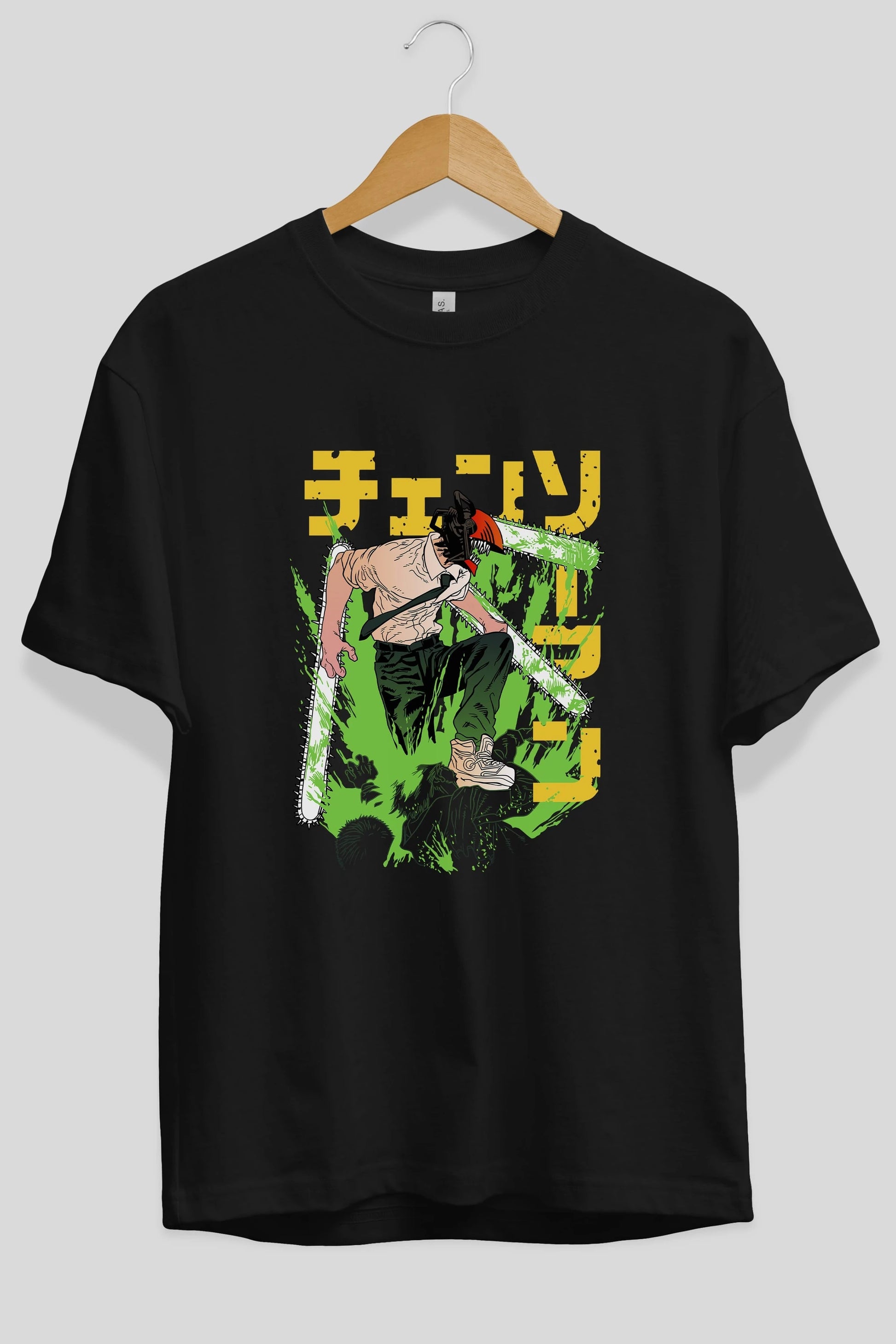 CHAINSAWMAN DENJI Anime Ön Baskılı Oversize t-shirt %100 pamuk Erkek Kadın Unisex