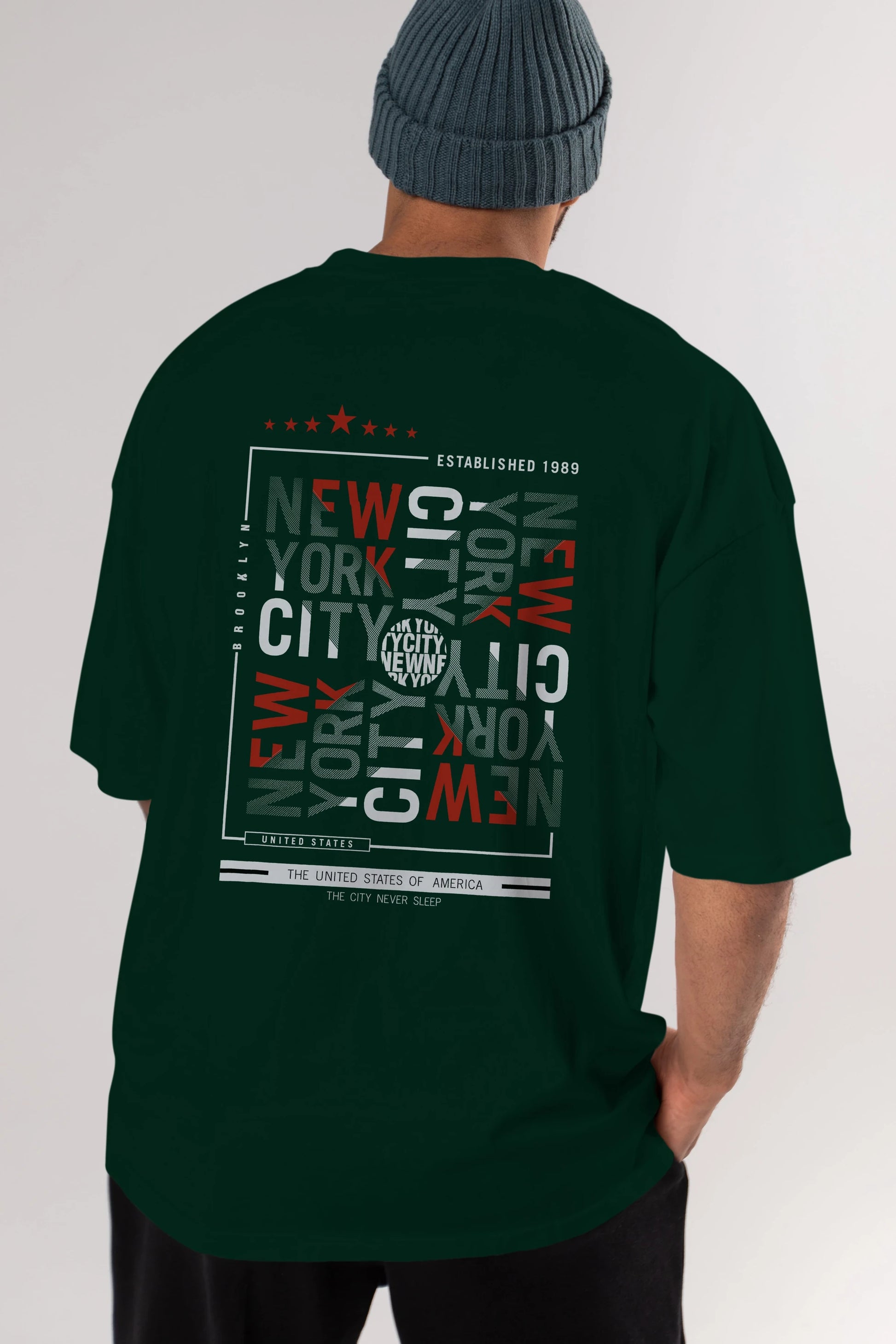 New York Style 2 Arka Baskılı Oversize t-shirt Erkek Kadın Unisex