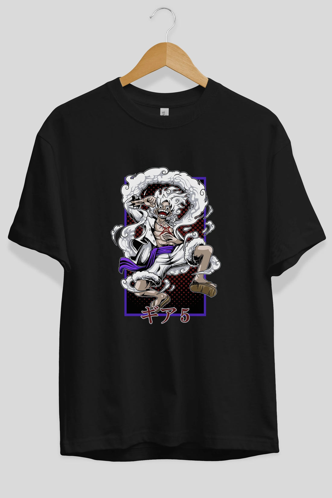 LUFFY GEAR 5 RECUADRO Anime Ön Baskılı Oversize t-shirt %100 pamuk Erkek Kadın Unisex