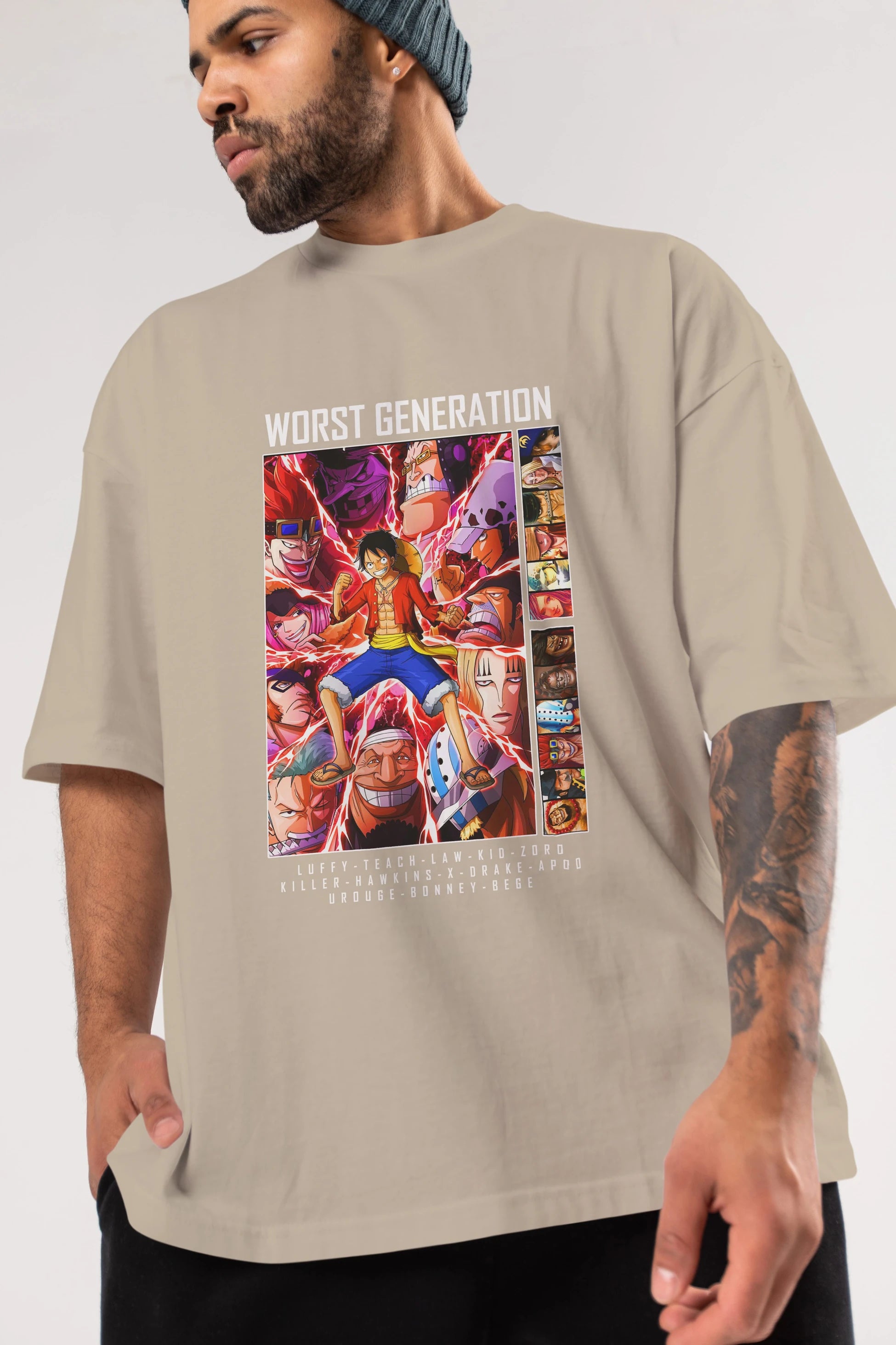 Worst Generation Anime Ön Baskılı Oversize t-shirt Erkek Kadın Unisex