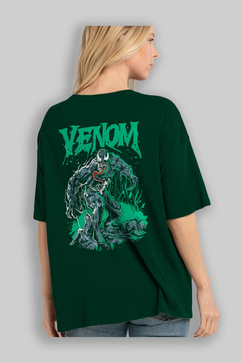 Venom (3) Arka Baskılı Oversize t-shirt Erkek Kadın Unisex %100 Pamuk Bisiklet Yaka tişort